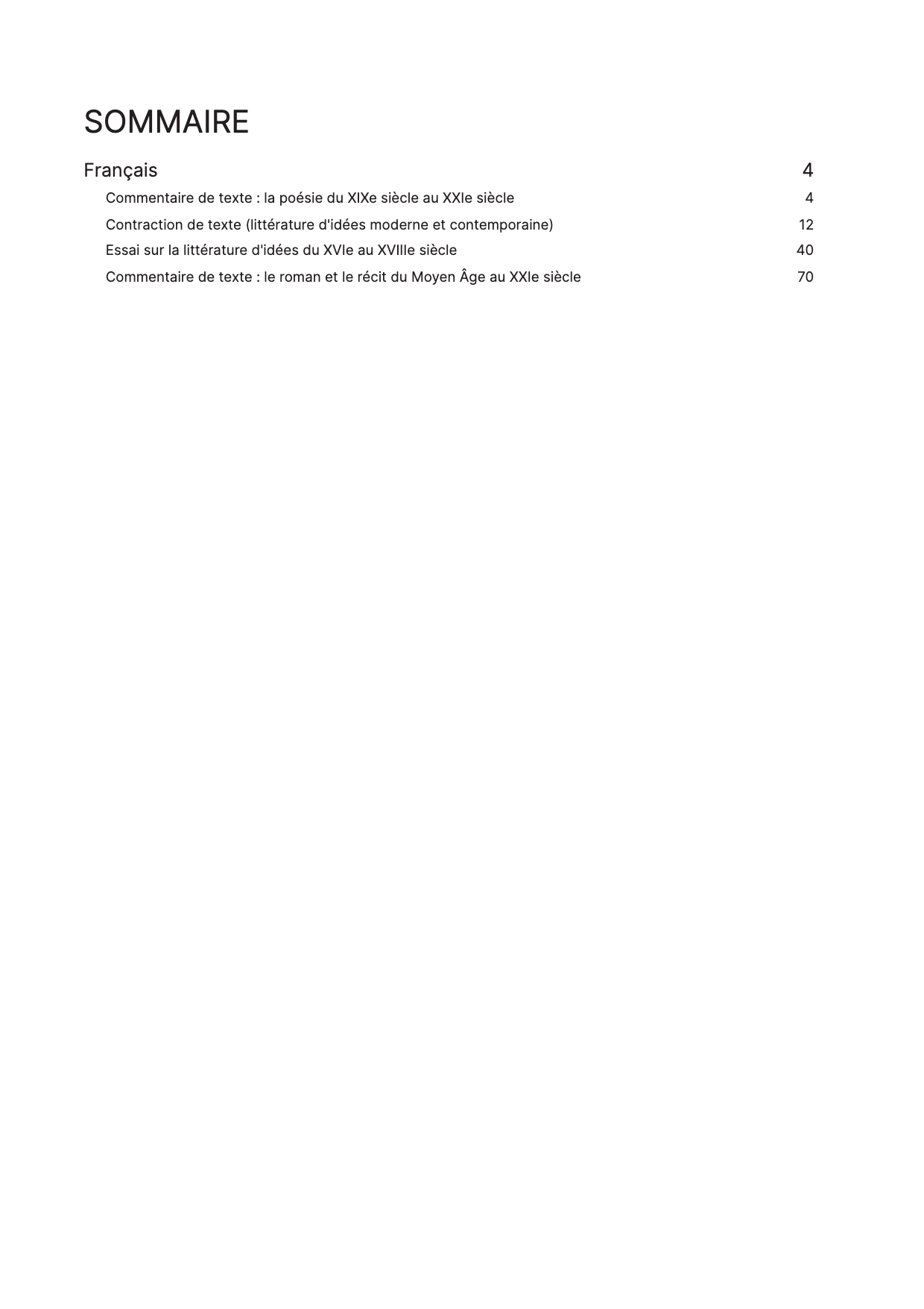 Dossier d'annales de Français