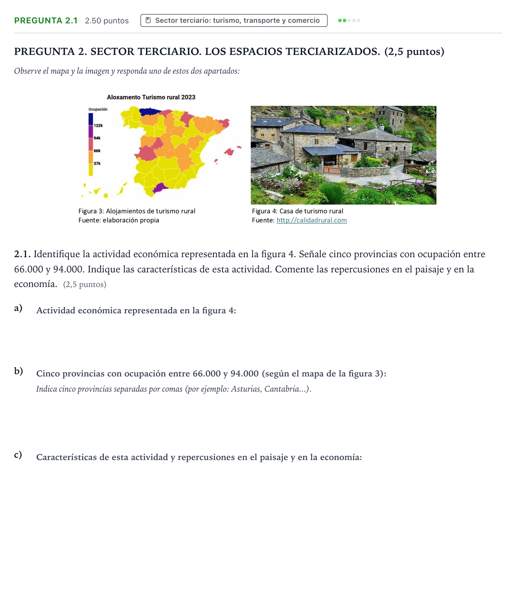 Enunciado: Pregunta 2.1 · Geografía PAU Galicia Extraordinaria 2025