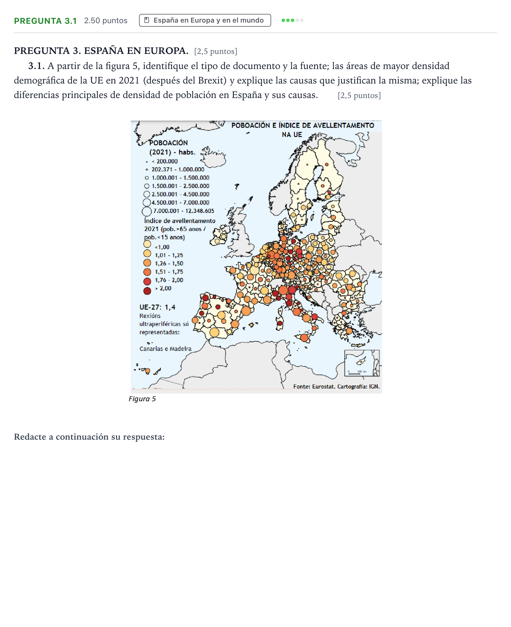 Enunciado: Pregunta 3.1 · Geografía PAU Galicia Extraordinaria 2025