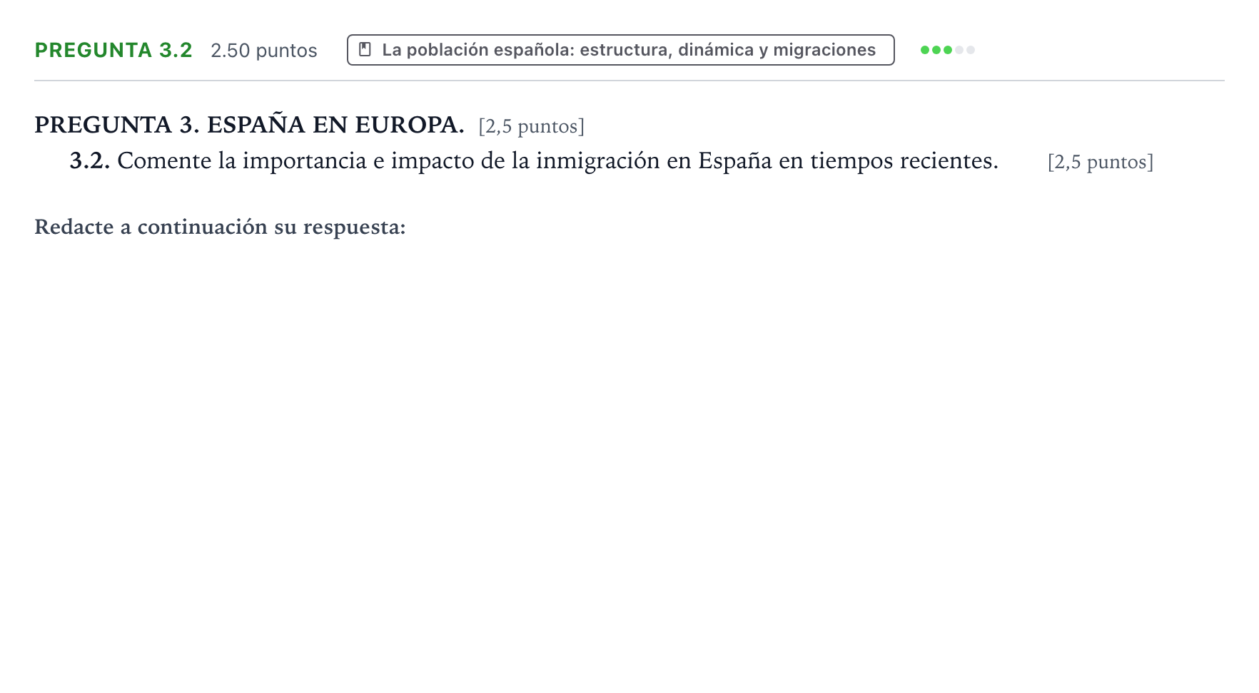 Enunciado: Pregunta 3.2 · Geografía PAU Galicia Extraordinaria 2025