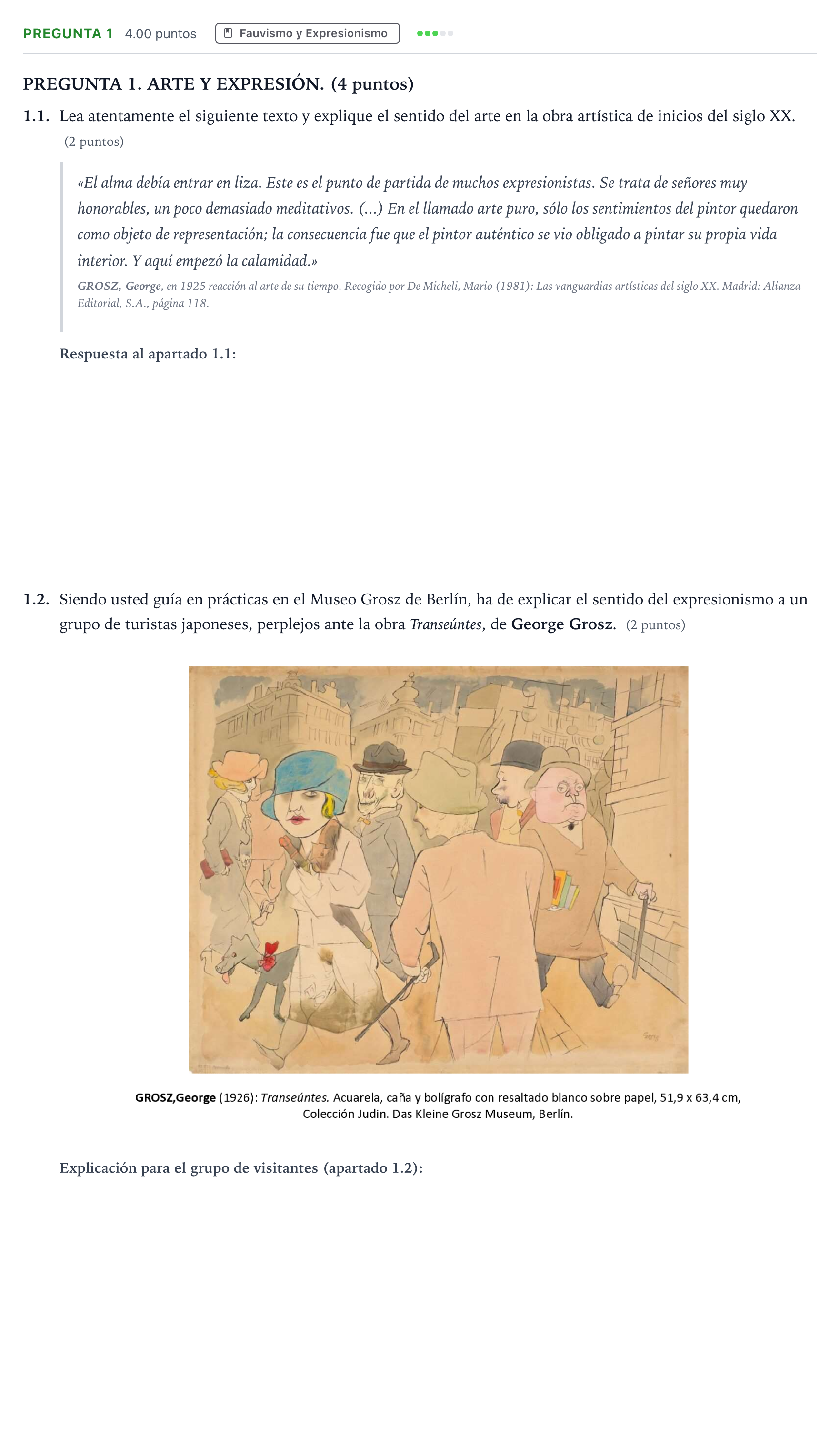 Enunciado: Pregunta 1 · Fundamentos Artísticos PAU Galicia Extraordinaria 2025