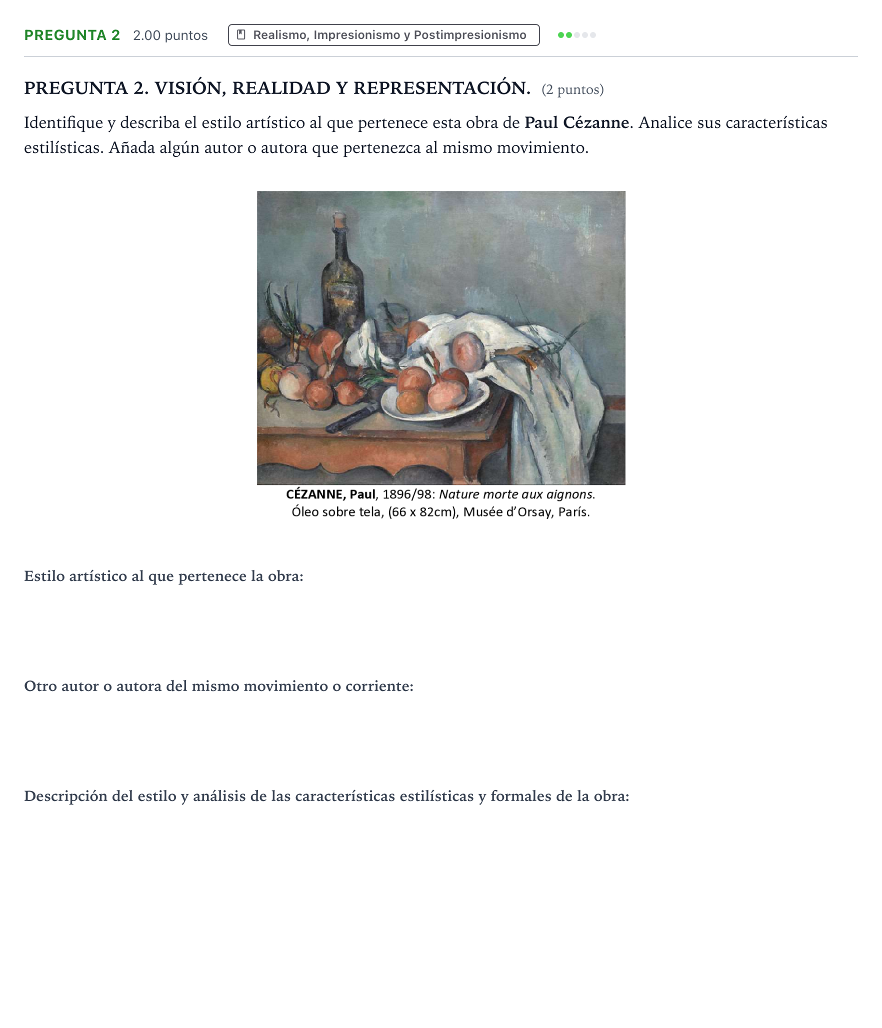 Enunciado: Pregunta 2 · Fundamentos Artísticos PAU Galicia Extraordinaria 2025