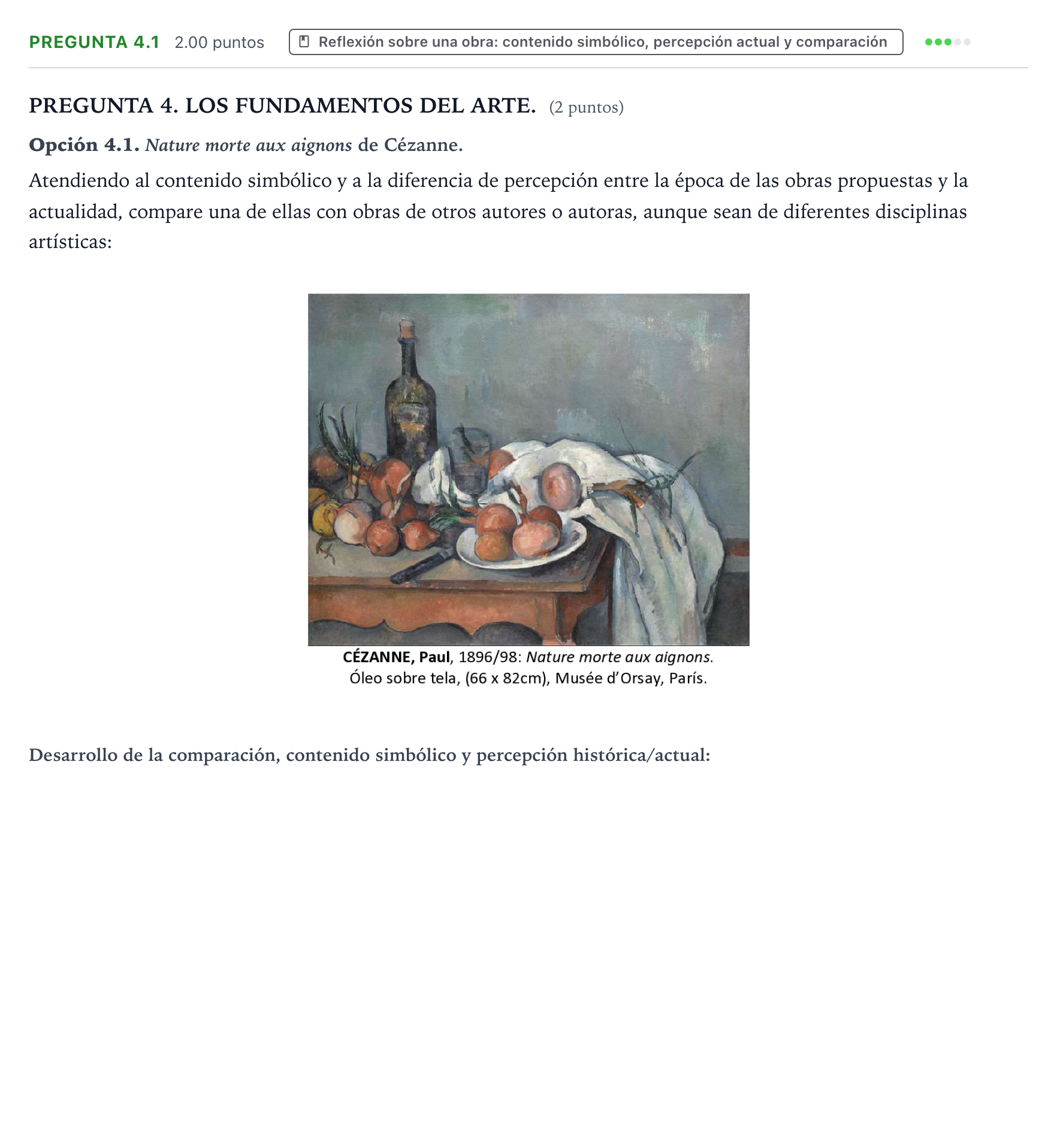 Enunciado: Pregunta 4.1 · Fundamentos Artísticos PAU Galicia Extraordinaria 2025