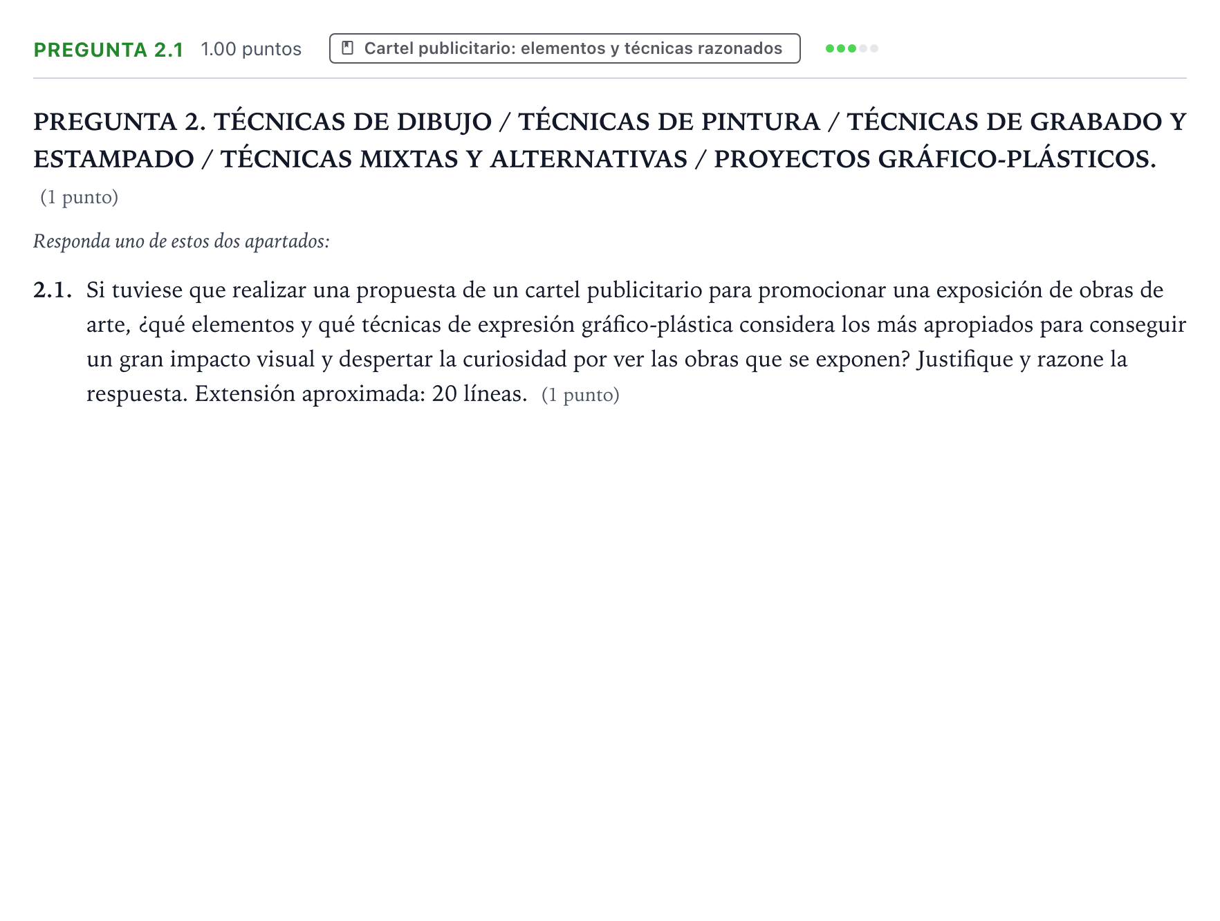 Enunciado: Pregunta 2.1 · Técnicas de Expresión Gráfico-Plástica PAU Galicia Extraordinaria 2025