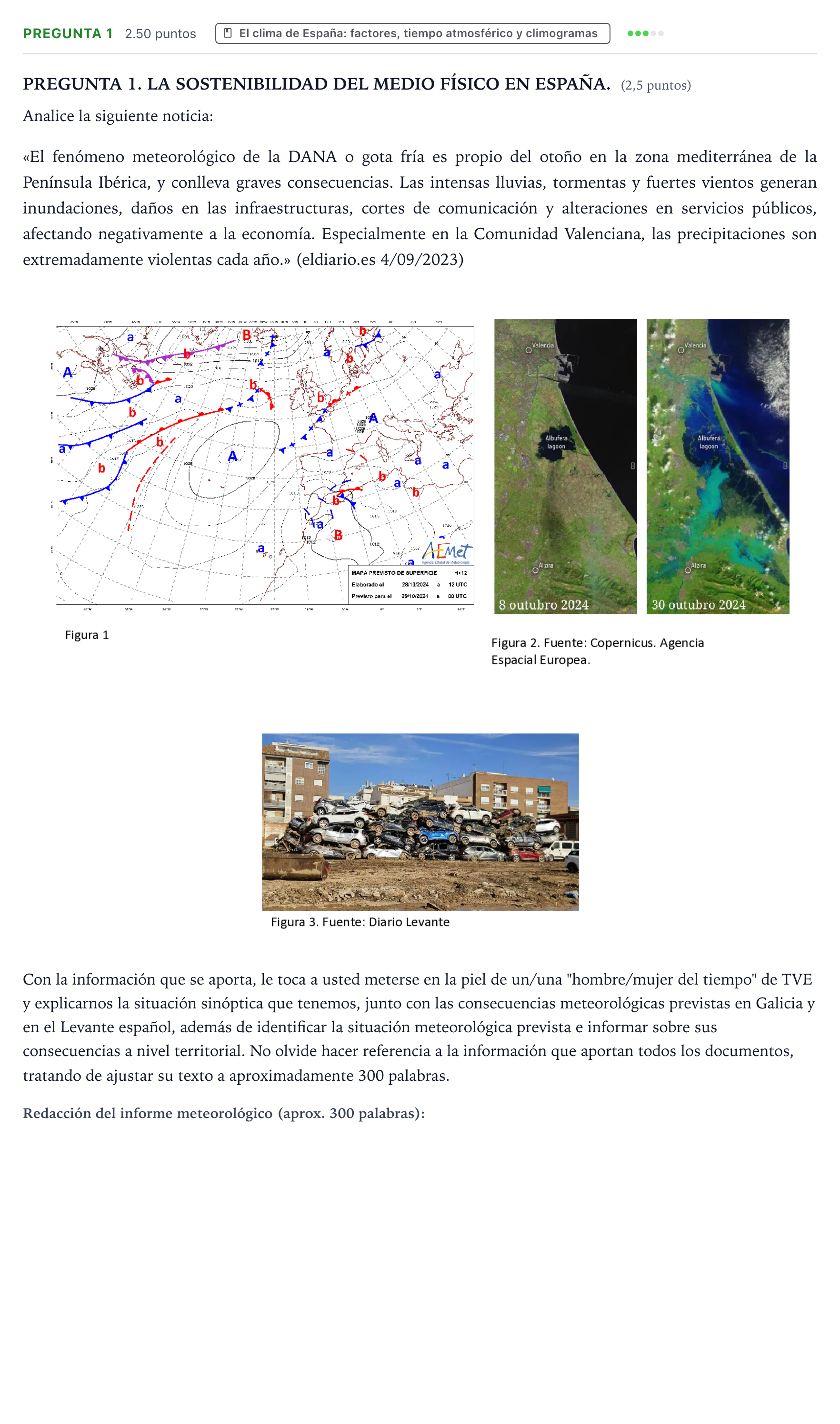 Enunciado: Pregunta 1 · Geografía PAU Galicia Ordinaria 2025