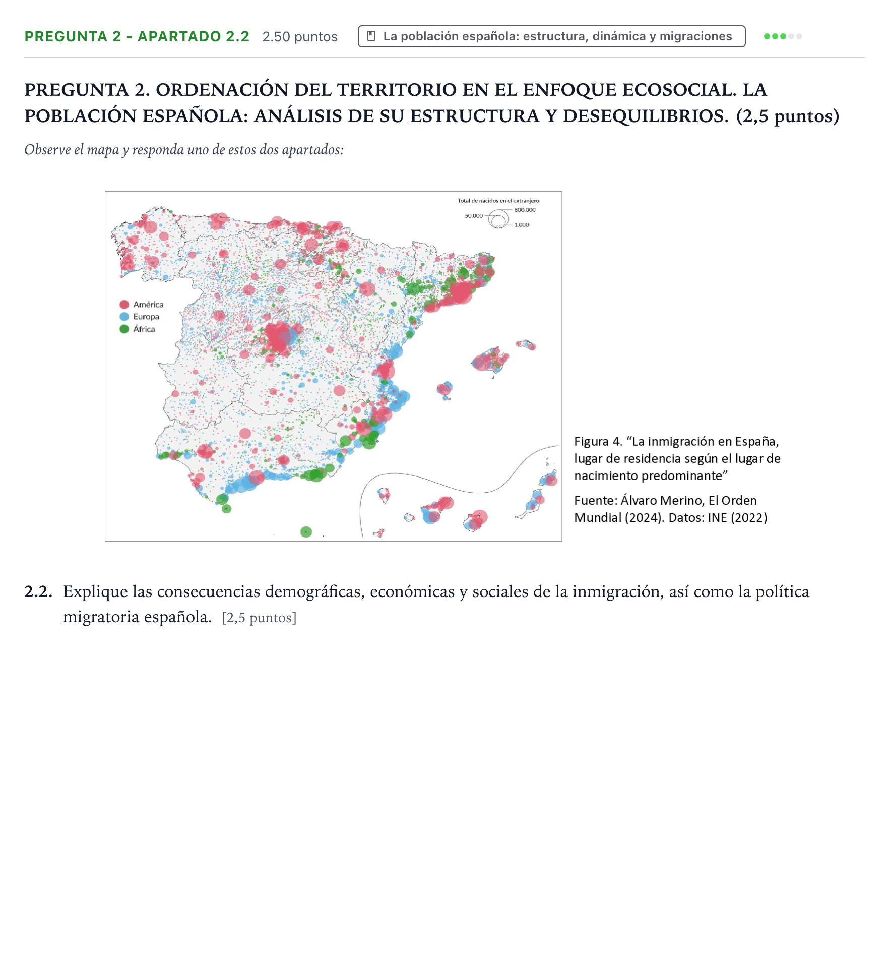 Enunciado: Pregunta 2 - Apartado 2.2 · Geografía PAU Galicia Ordinaria 2025