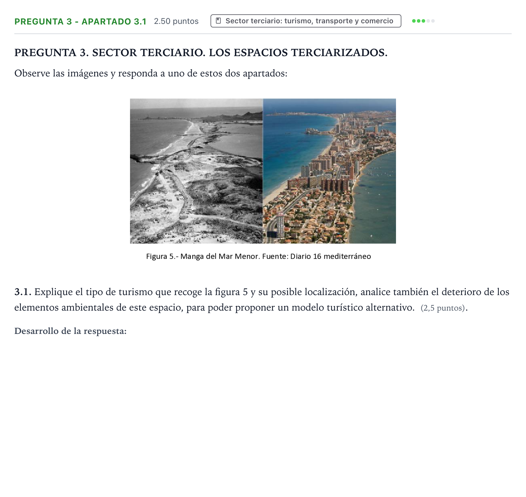 Enunciado: Pregunta 3 - Apartado 3.1 · Geografía PAU Galicia Ordinaria 2025