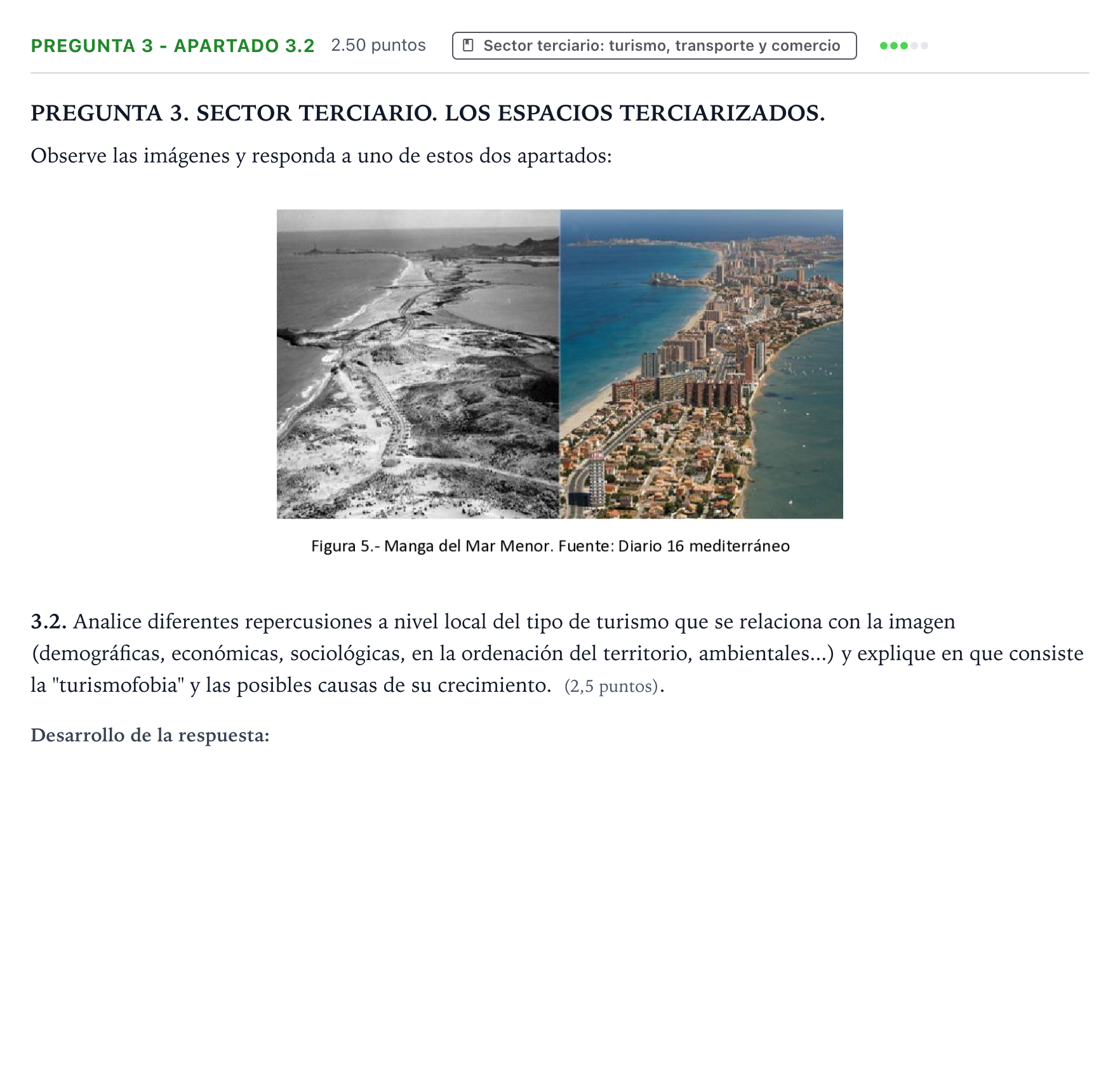 Enunciado: Pregunta 3 - Apartado 3.2 · Geografía PAU Galicia Ordinaria 2025