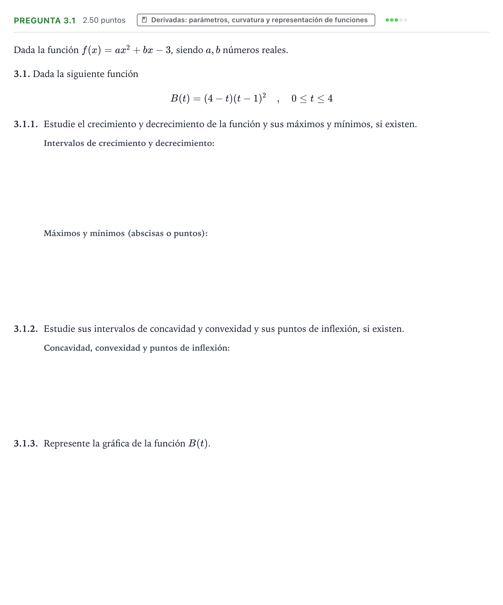 Enunciado: Pregunta 3.1 · Matemáticas aplicadas a las Ciencias Sociales II PAU Galicia Ordinaria 2025