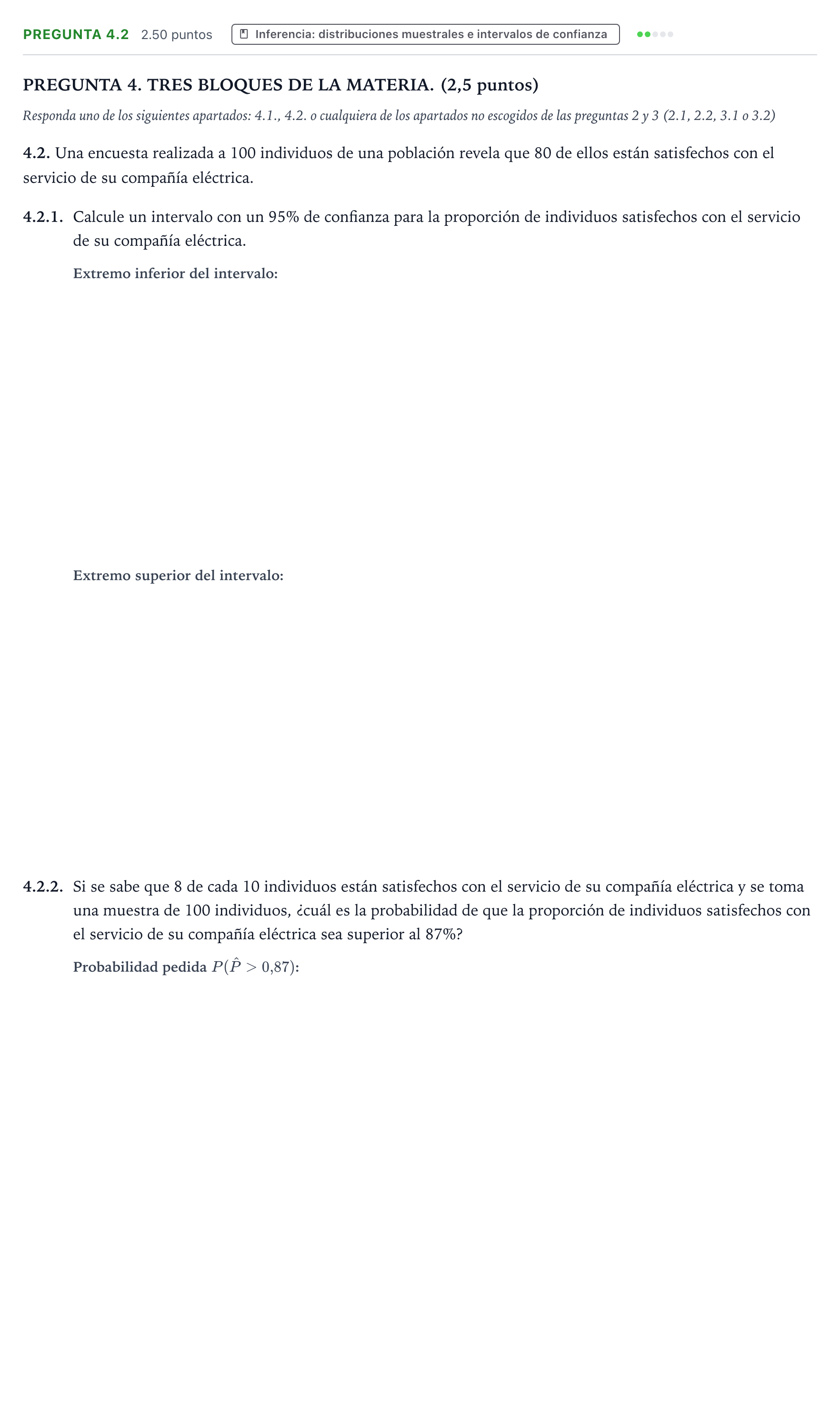 Enunciado: Pregunta 4.2 · Matemáticas aplicadas a las Ciencias Sociales II PAU Galicia Ordinaria 2025