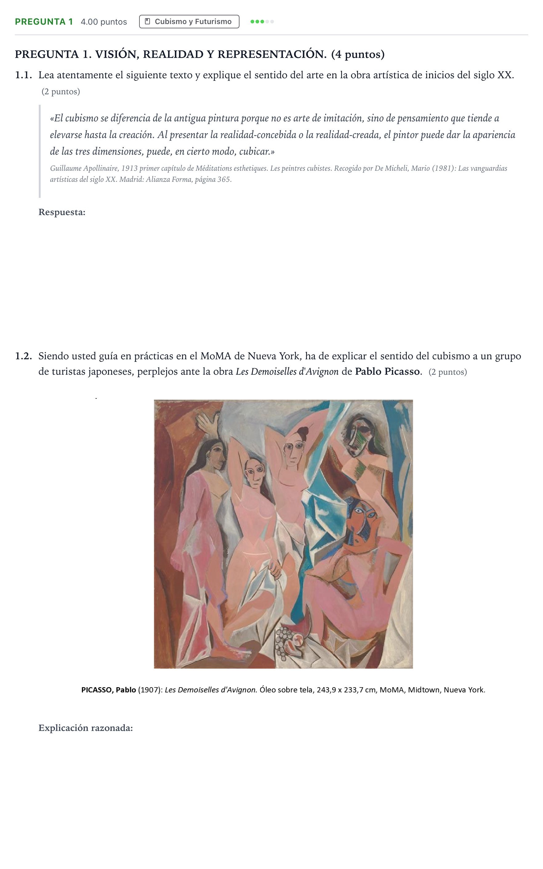 Enunciado: Pregunta 1 · Fundamentos Artísticos PAU Galicia Ordinaria 2025