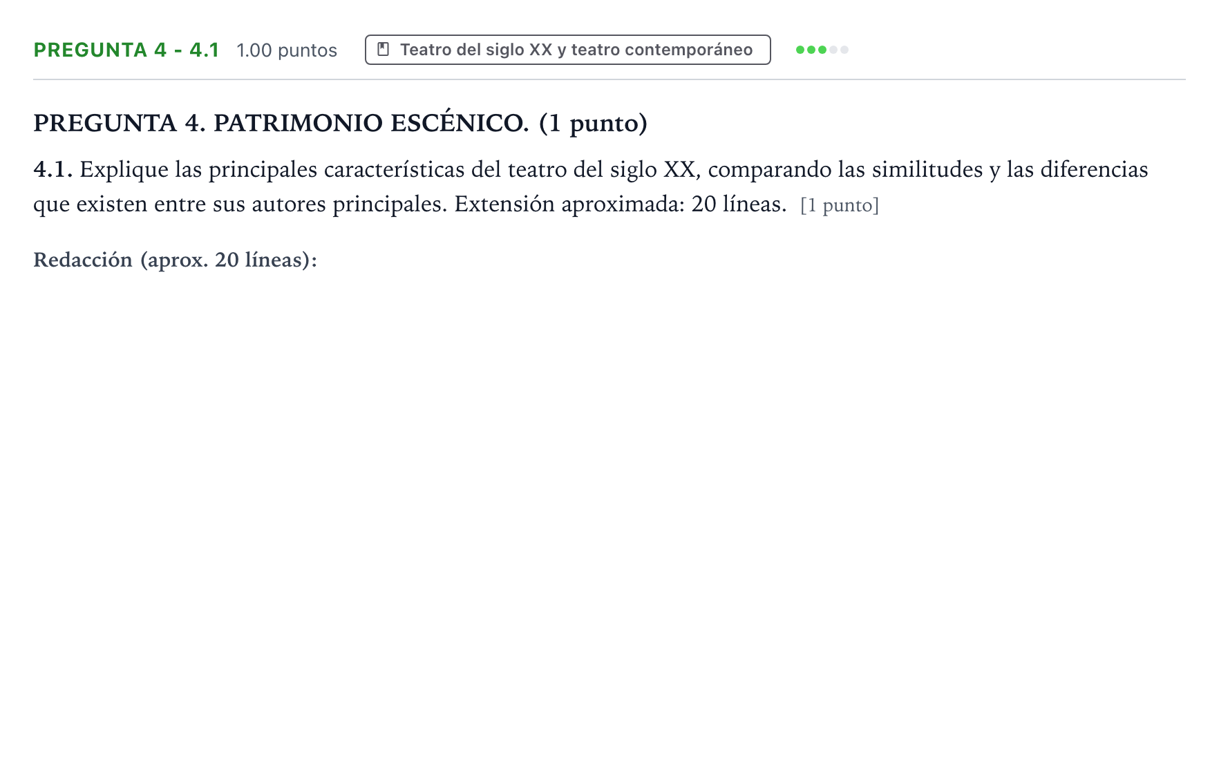 Enunciado: Pregunta 4 - 4.1 · Artes Escénicas PAU Galicia Ordinaria 2025