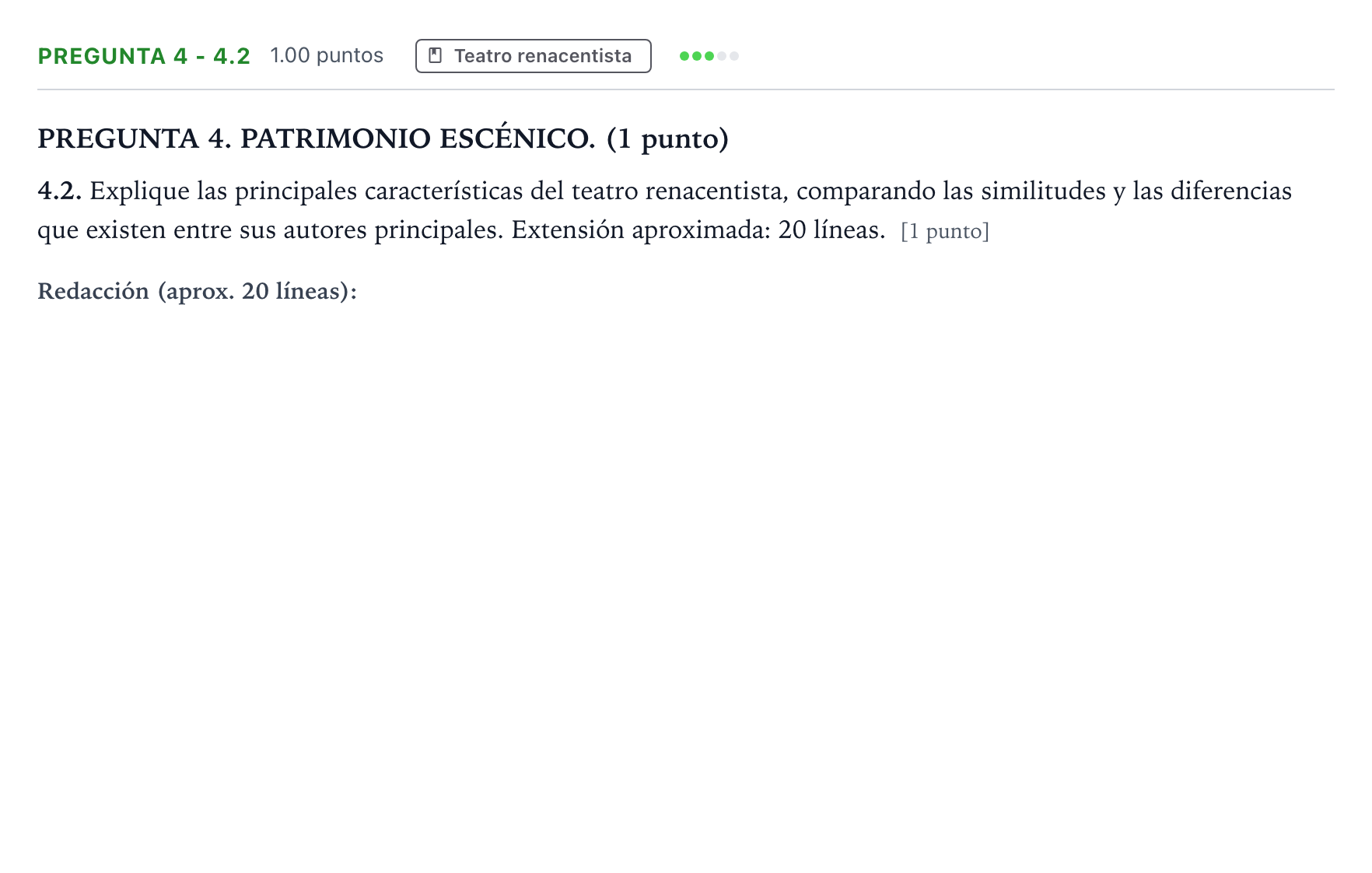 Enunciado: Pregunta 4 - 4.2 · Artes Escénicas PAU Galicia Ordinaria 2025