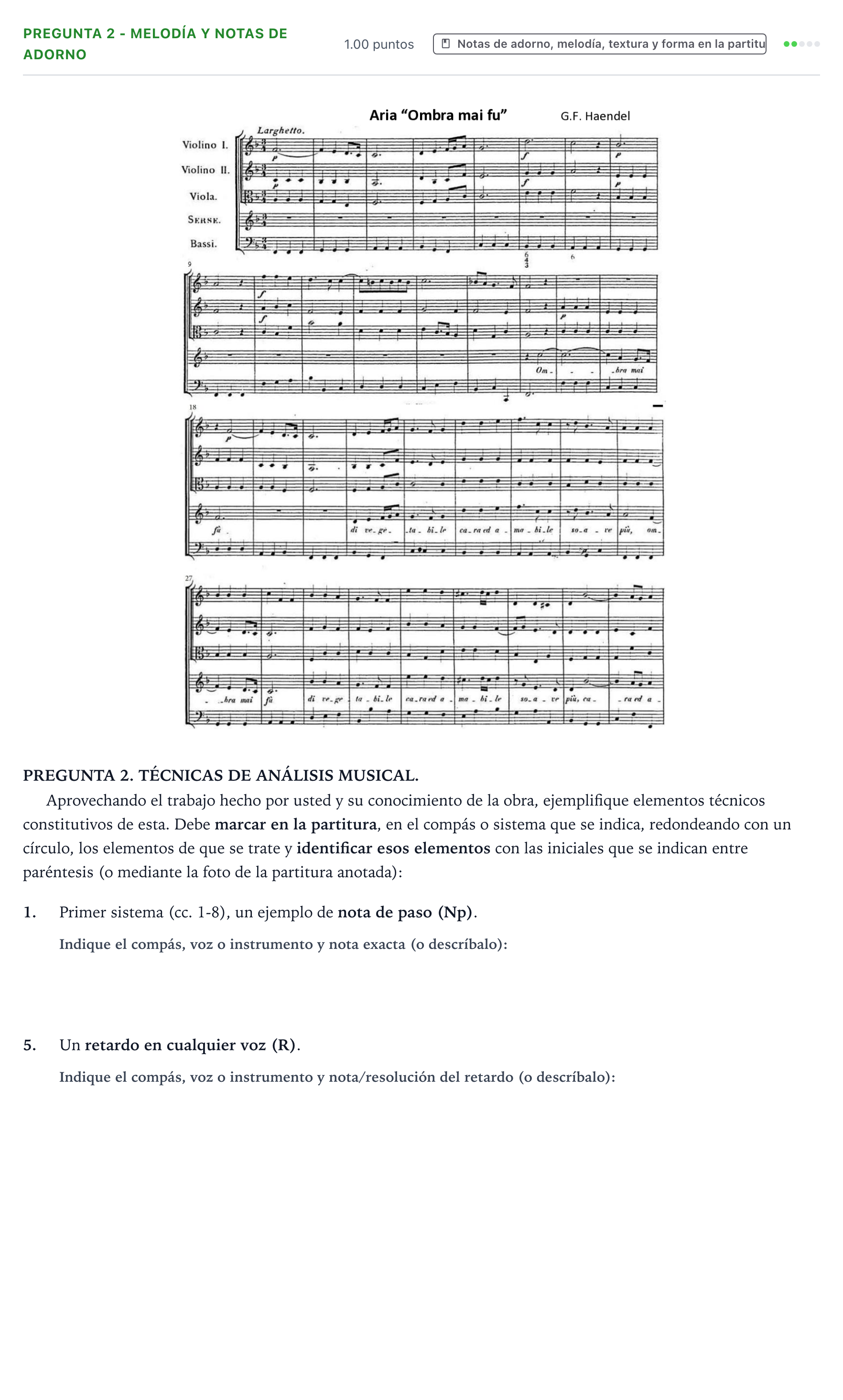 Enunciado: Pregunta 2 - Melodía y notas de adorno · Análisis Musical II PAU Galicia Extraordinaria 2025