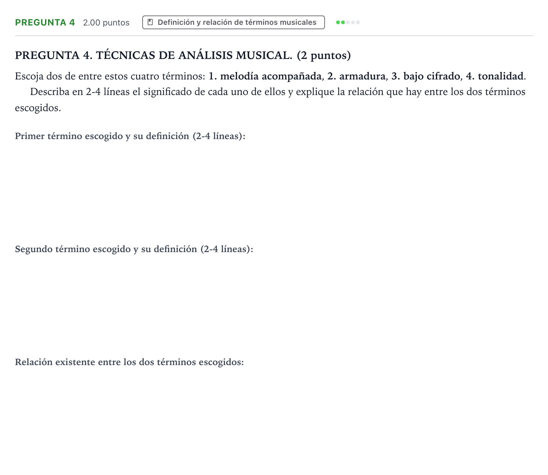 Enunciado: Pregunta 4 · Análisis Musical II PAU Galicia Extraordinaria 2025