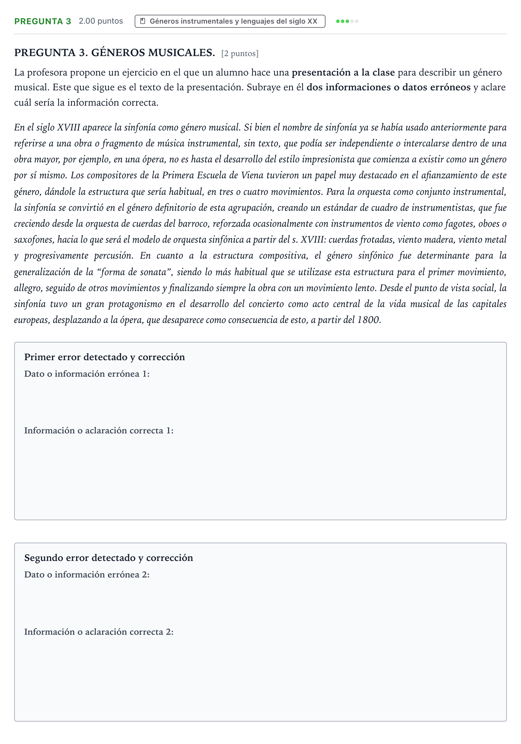 Enunciado: Pregunta 3 · Análisis Musical II PAU Galicia Ordinaria 2025