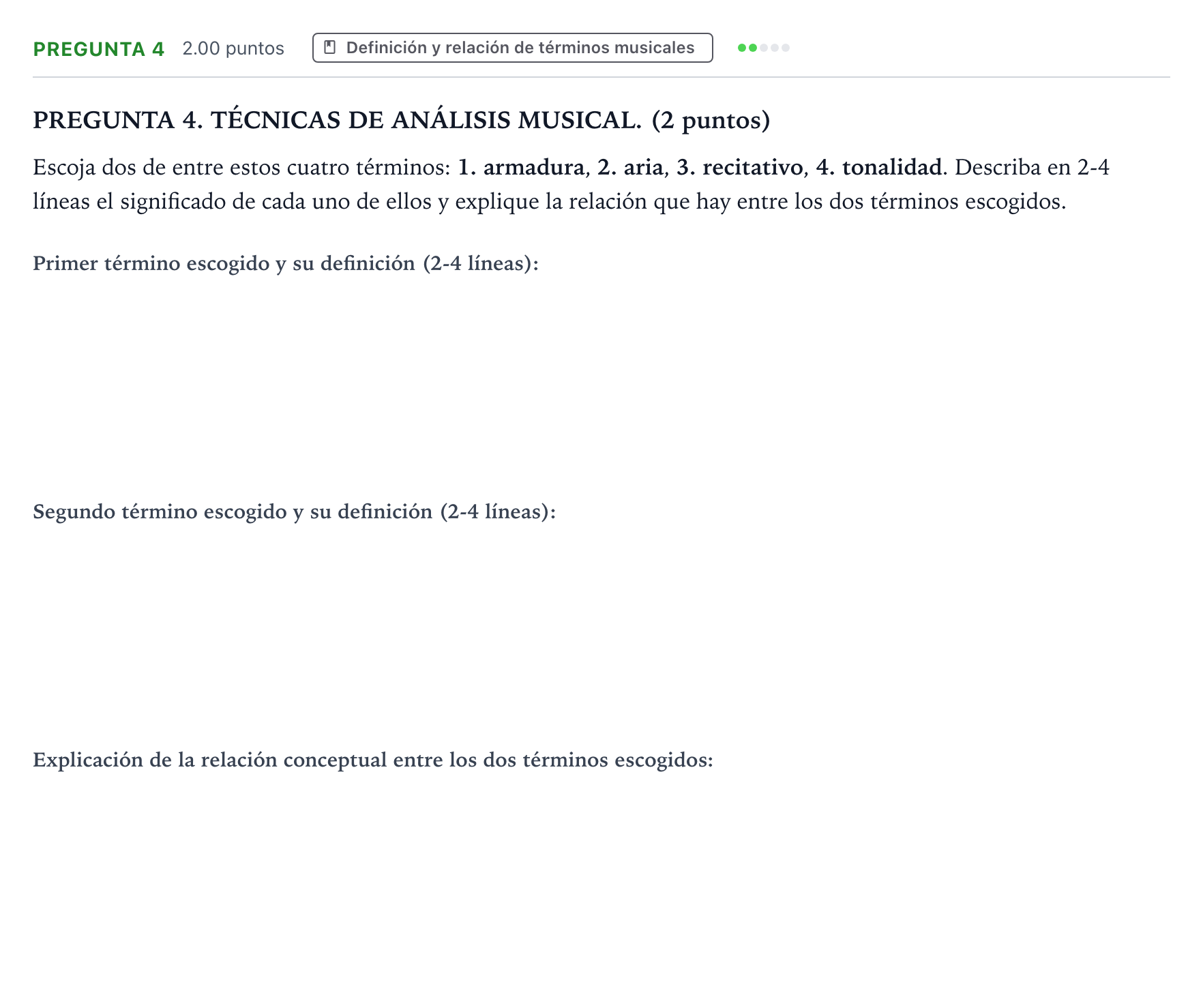 Enunciado: Pregunta 4 · Análisis Musical II PAU Galicia Ordinaria 2025
