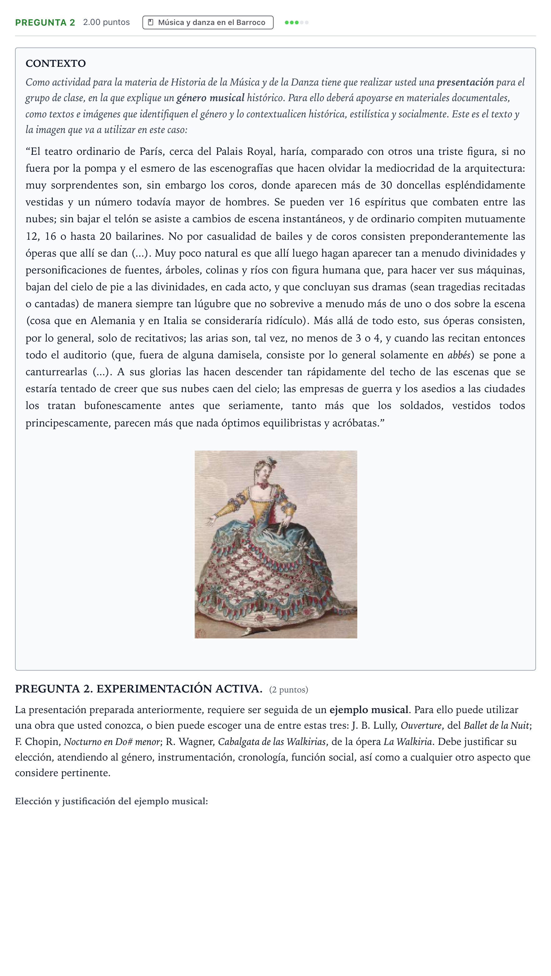 Enunciado: Pregunta 2 · Historia de la Música y de la Danza PAU Galicia Extraordinaria 2025
