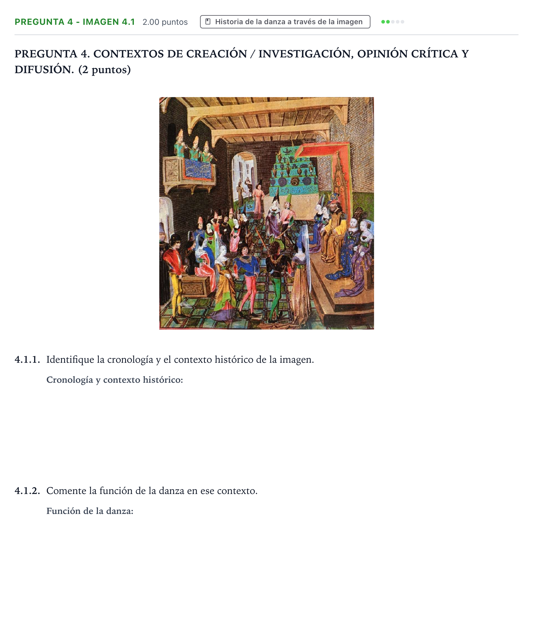 Enunciado: Pregunta 4 - Imagen 4.1 · Historia de la Música y de la Danza PAU Galicia Extraordinaria 2025