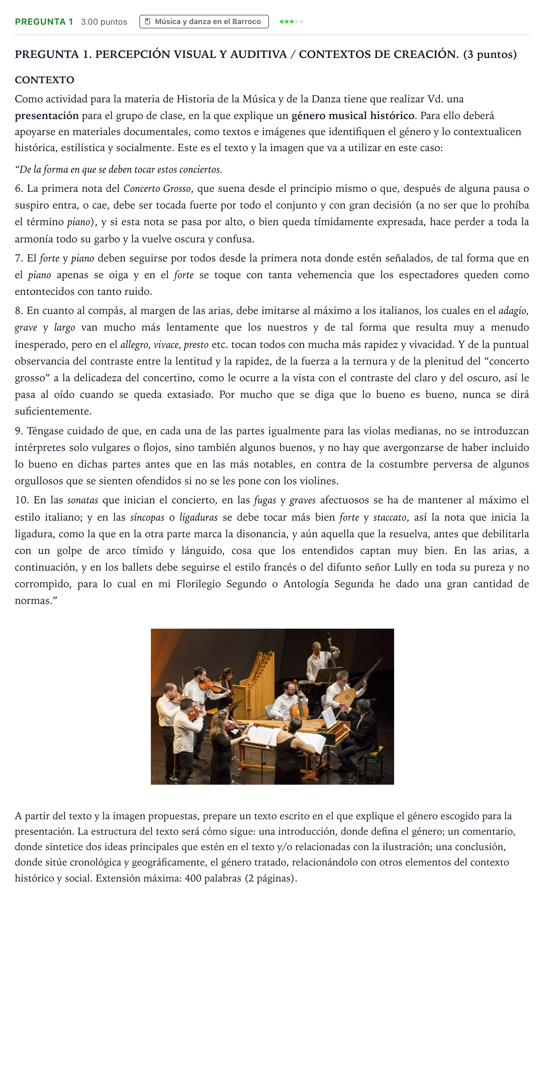 Enunciado: Pregunta 1 · Historia de la Música y de la Danza PAU Galicia Ordinaria 2025