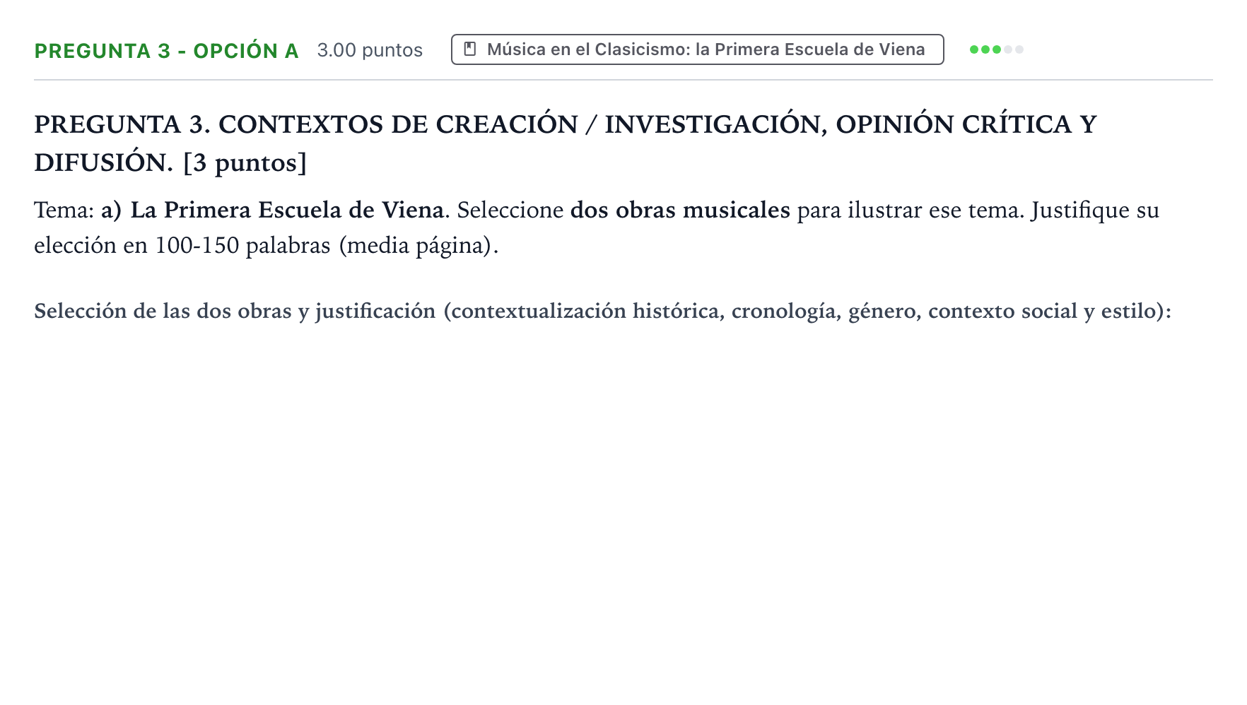Enunciado: Pregunta 3 - Opción a · Historia de la Música y de la Danza PAU Galicia Ordinaria 2025
