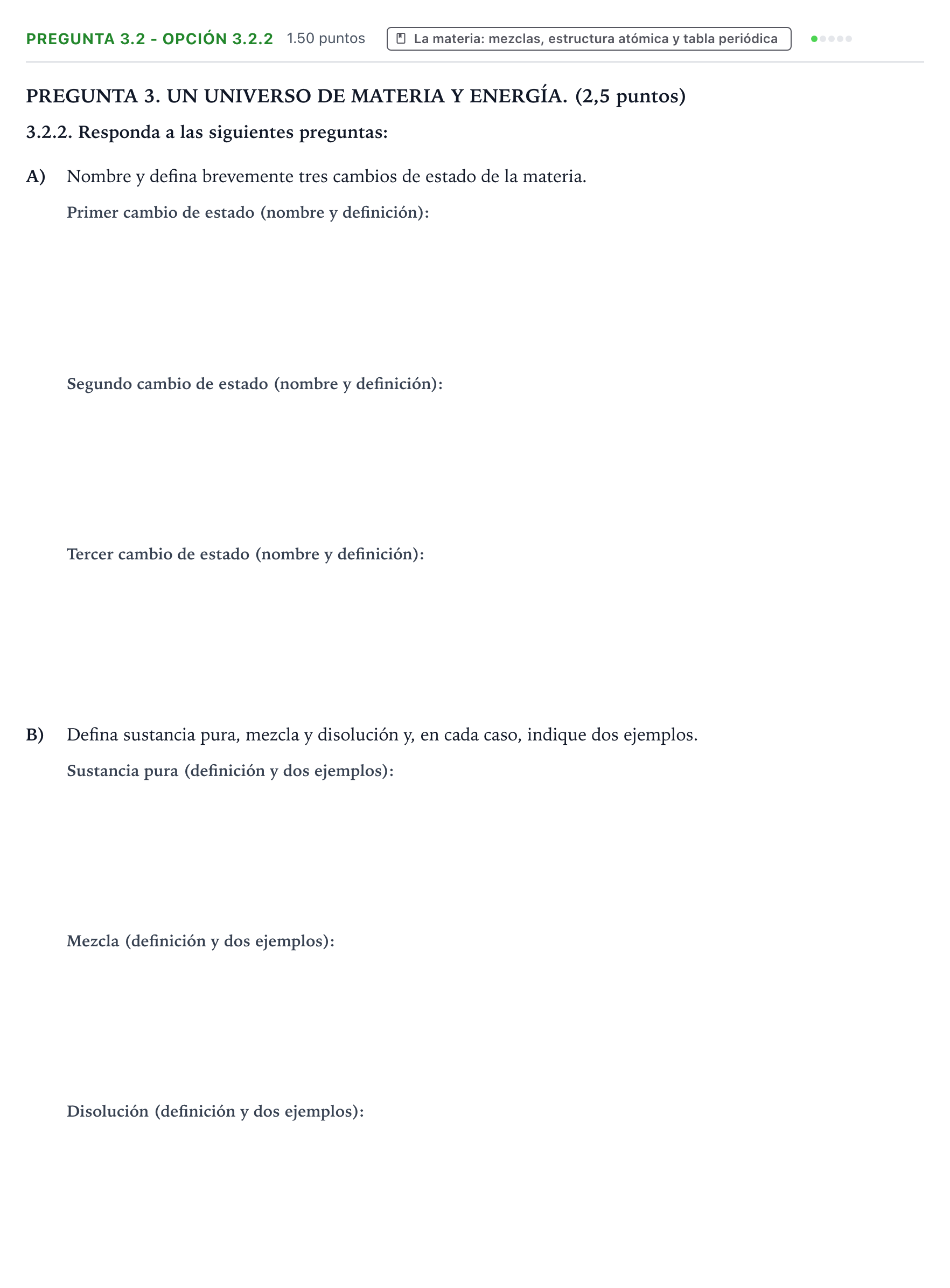 Enunciado: Pregunta 3.2 - Opción 3.2.2 · Ciencias Generales PAU Galicia Extraordinaria 2025