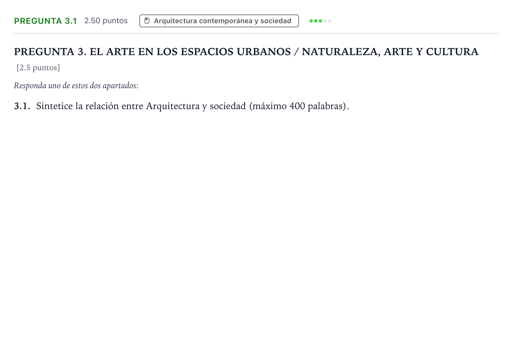 Enunciado: Pregunta 3.1 · Movimientos Culturales y Artísticos PAU Galicia Extraordinaria 2025