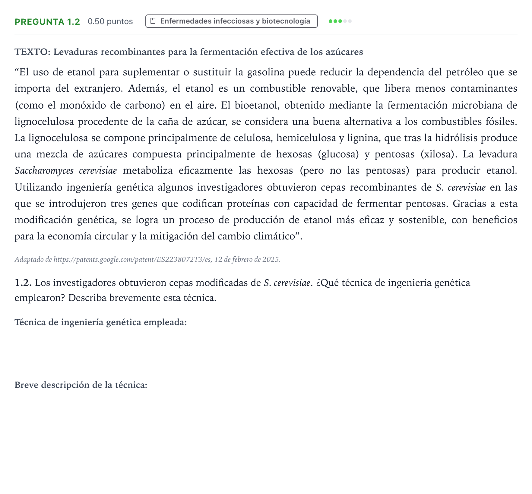 Enunciado: Pregunta 1.2 · Ciencias Generales PAU Galicia Ordinaria 2025