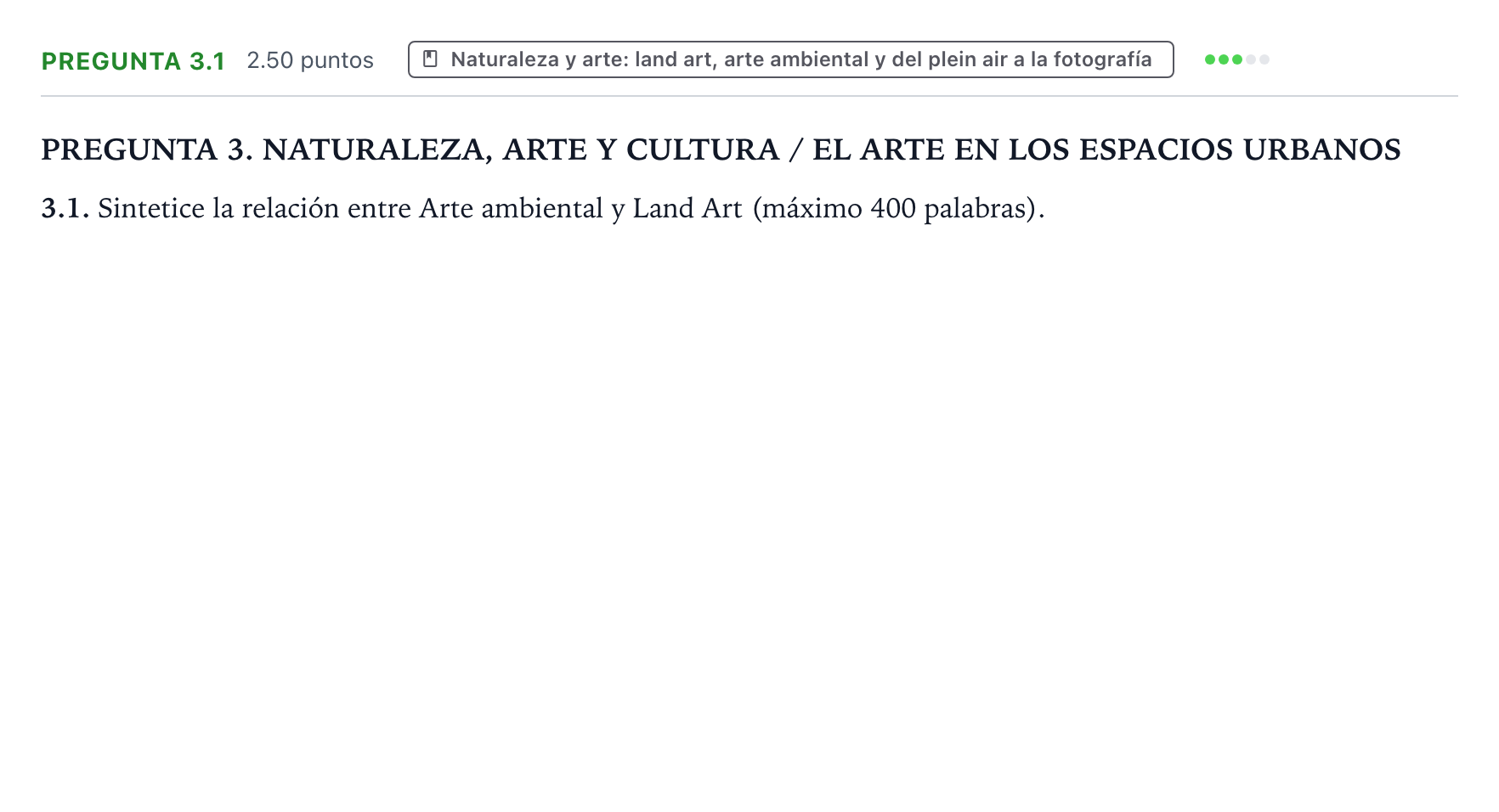 Enunciado: Pregunta 3.1 · Movimientos Culturales y Artísticos PAU Galicia Ordinaria 2025