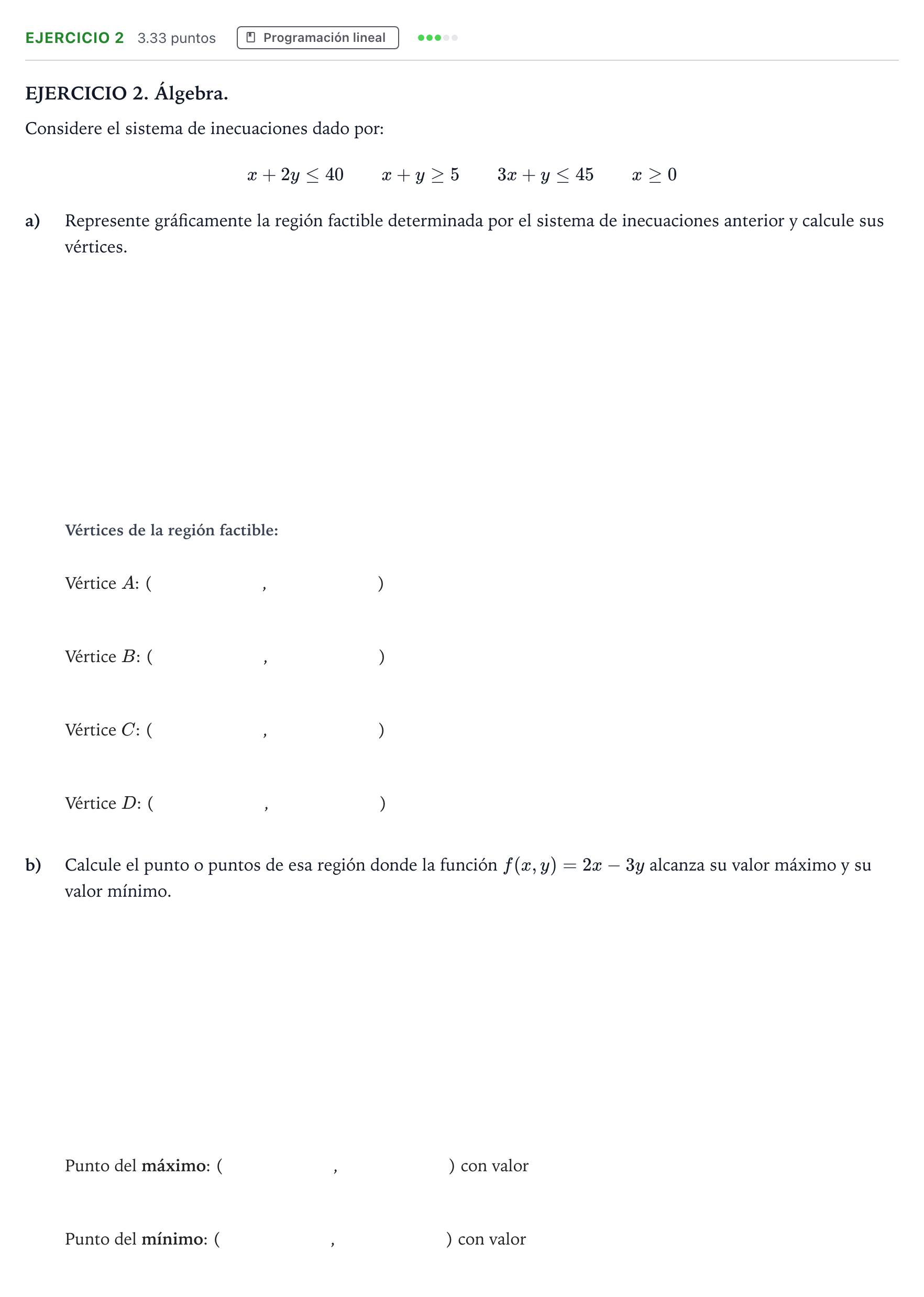 Enunciado: Ejercicio 2 · Matemáticas aplicadas a las Ciencias Sociales II PAU Galicia Ordinaria 2024