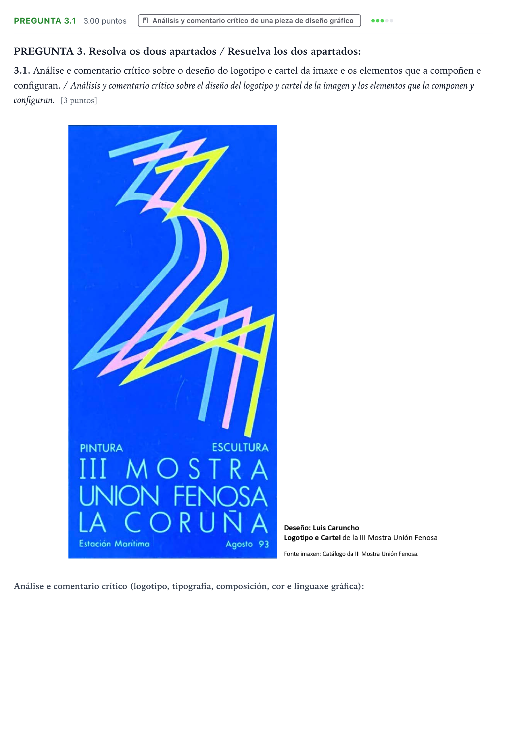 Enunciado: Pregunta 3.1 · Diseño PAU Galicia Ordinaria 2024