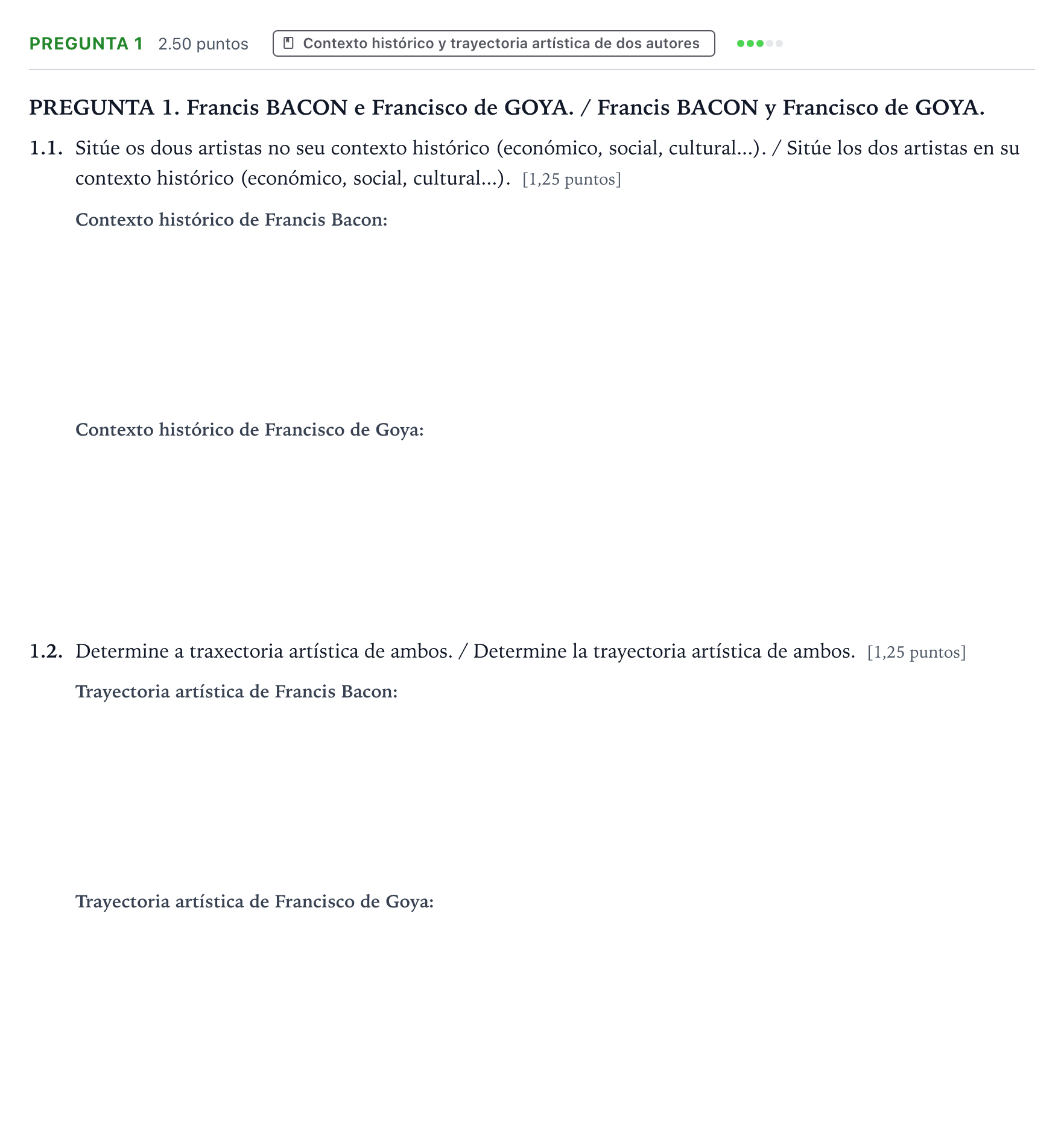Enunciado: Pregunta 1 · Fundamentos Artísticos PAU Galicia Ordinaria (Fundamentos del Arte II) 2024