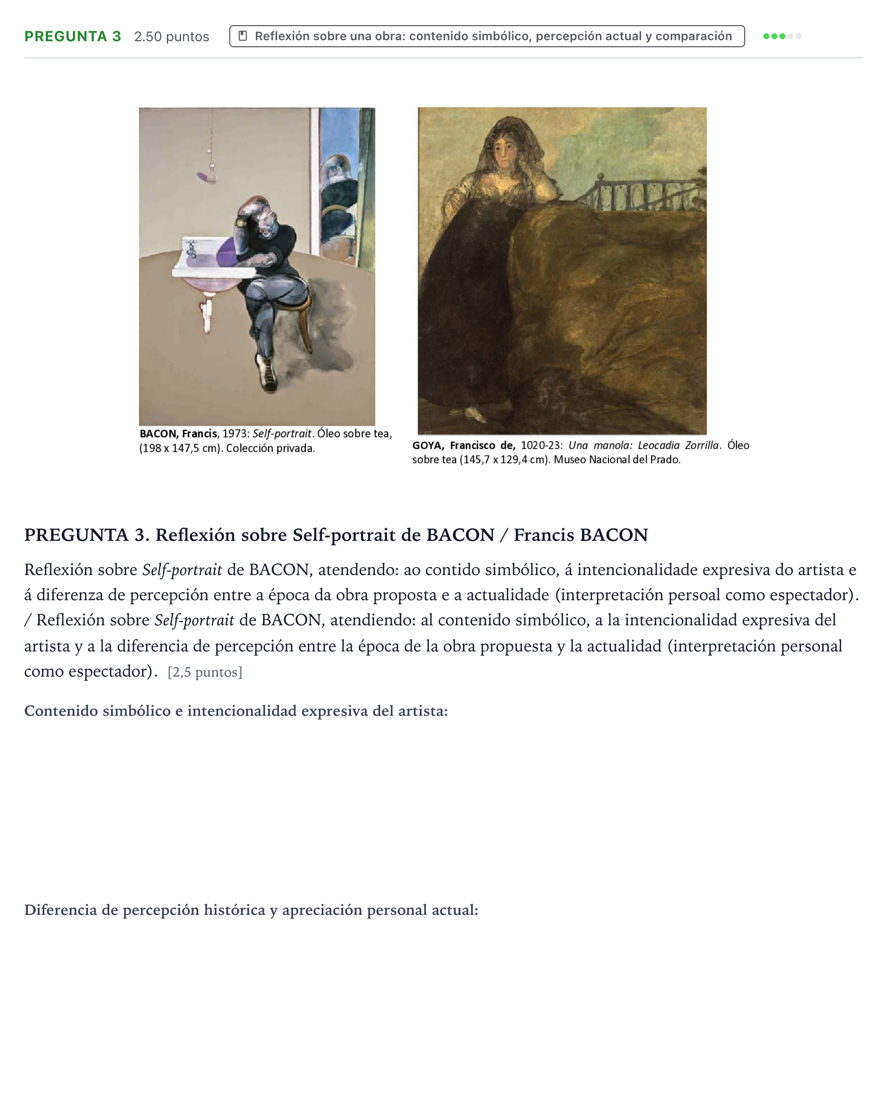 Enunciado: Pregunta 3 · Fundamentos Artísticos PAU Galicia Ordinaria (Fundamentos del Arte II) 2024