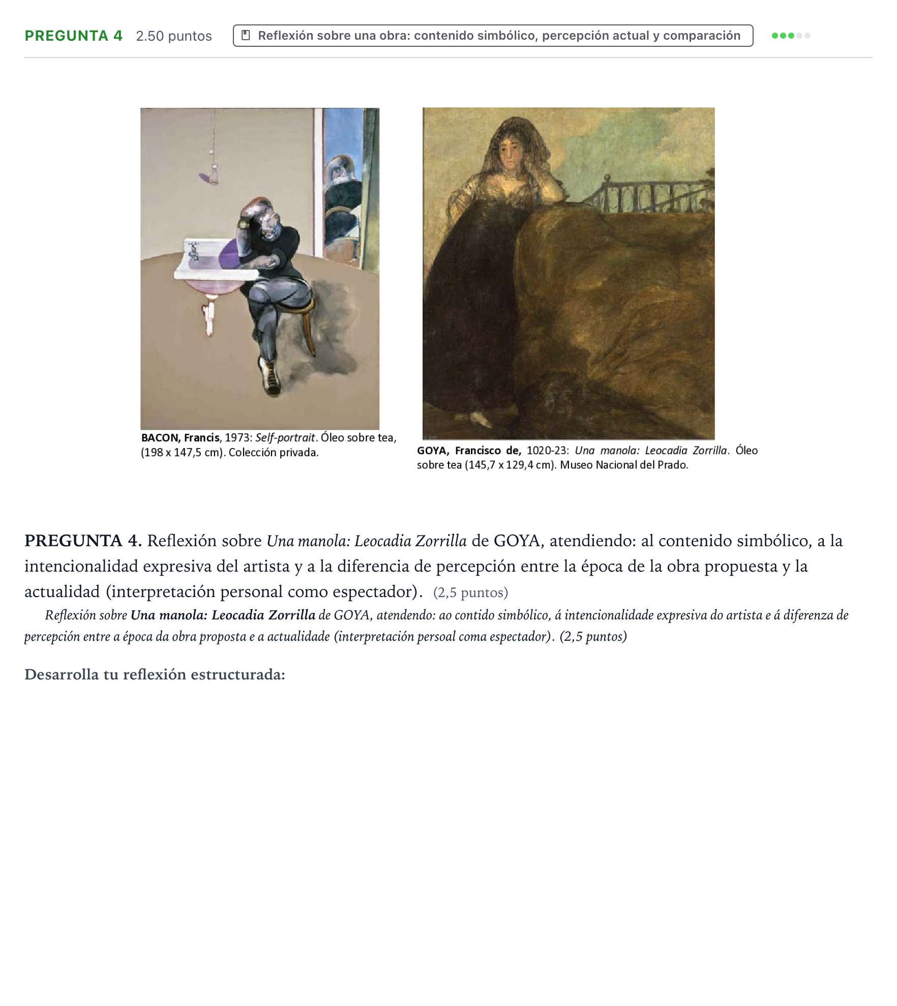 Enunciado: Pregunta 4 · Fundamentos Artísticos PAU Galicia Ordinaria (Fundamentos del Arte II) 2024