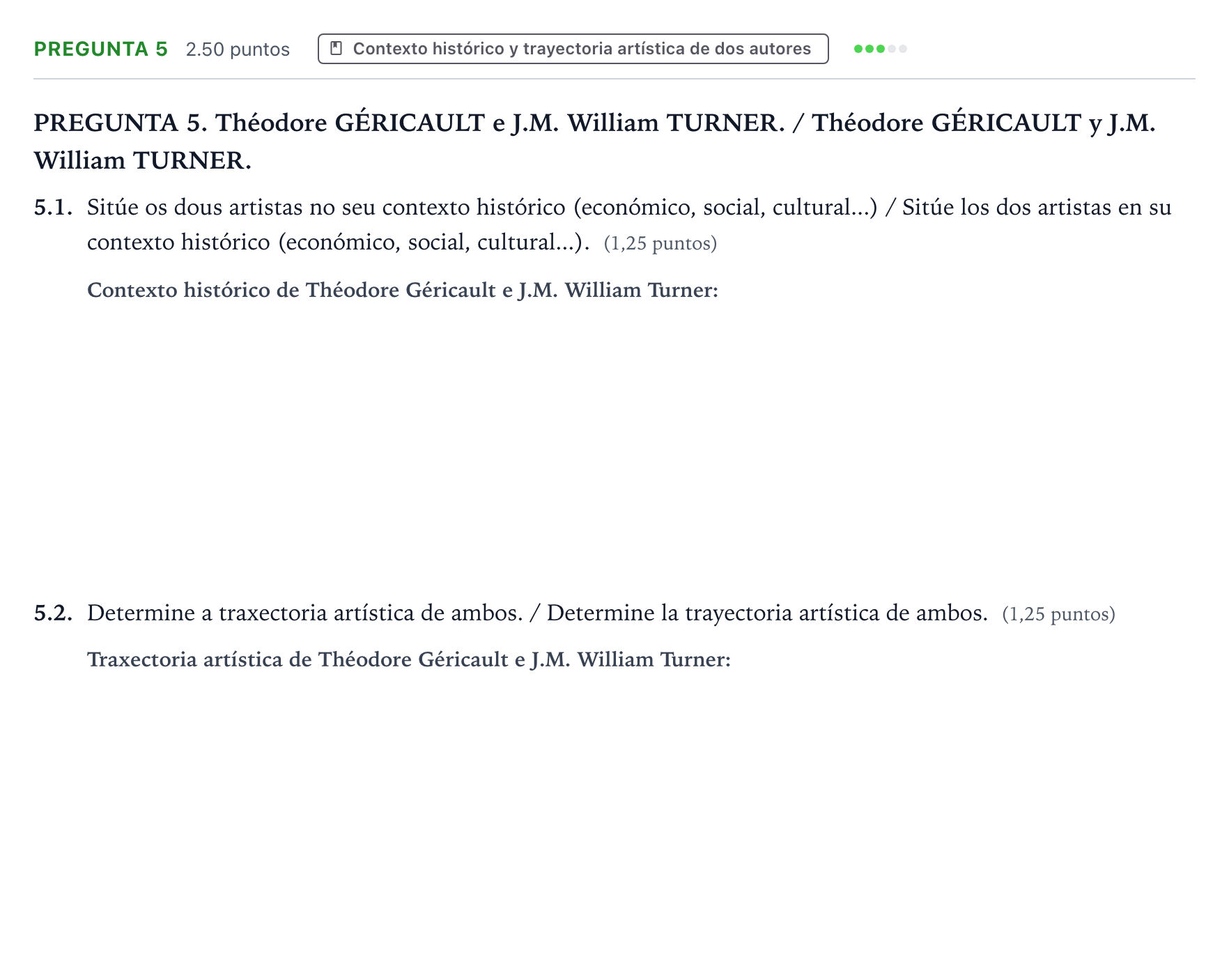 Enunciado: Pregunta 5 · Fundamentos Artísticos PAU Galicia Ordinaria (Fundamentos del Arte II) 2024
