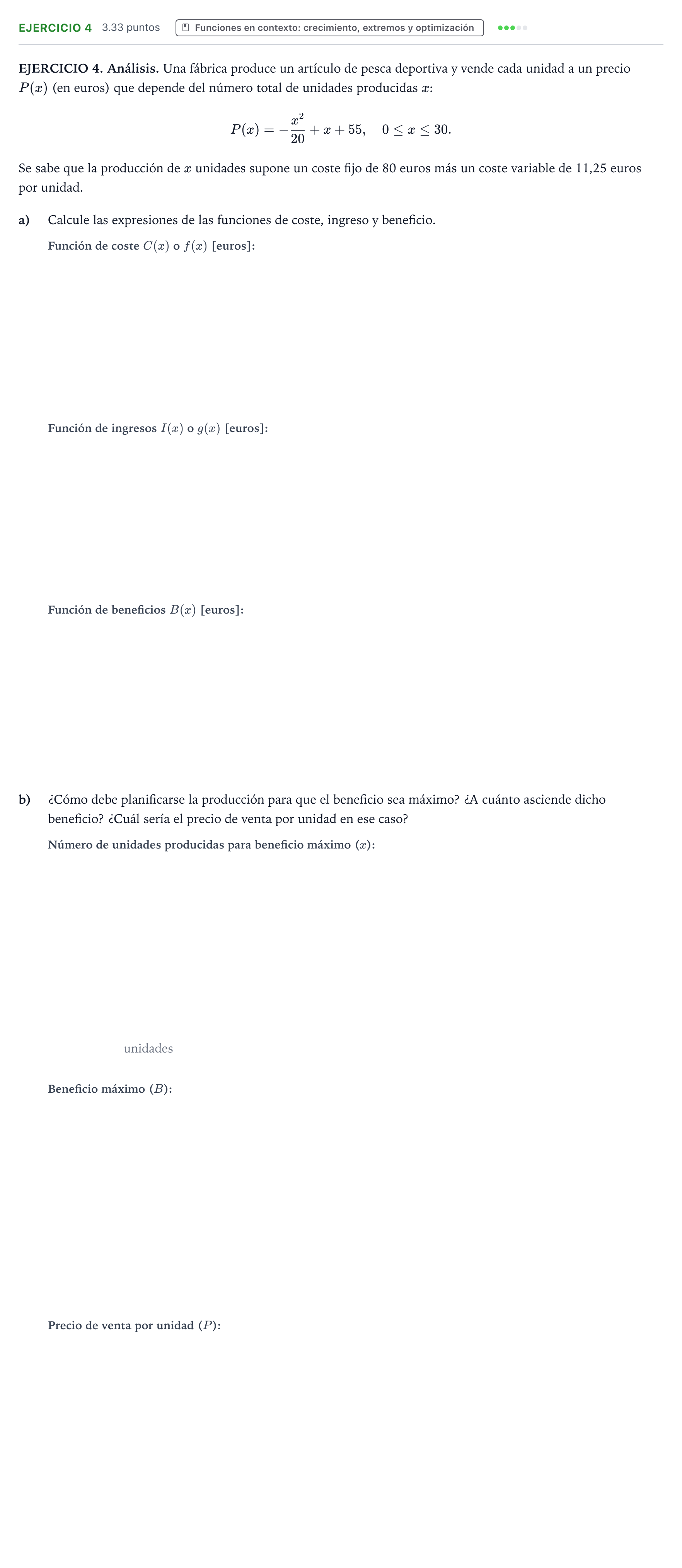 Enunciado: Problema 4 · Matemáticas aplicadas a las Ciencias Sociales II PAU Galicia Extraordinaria 2024