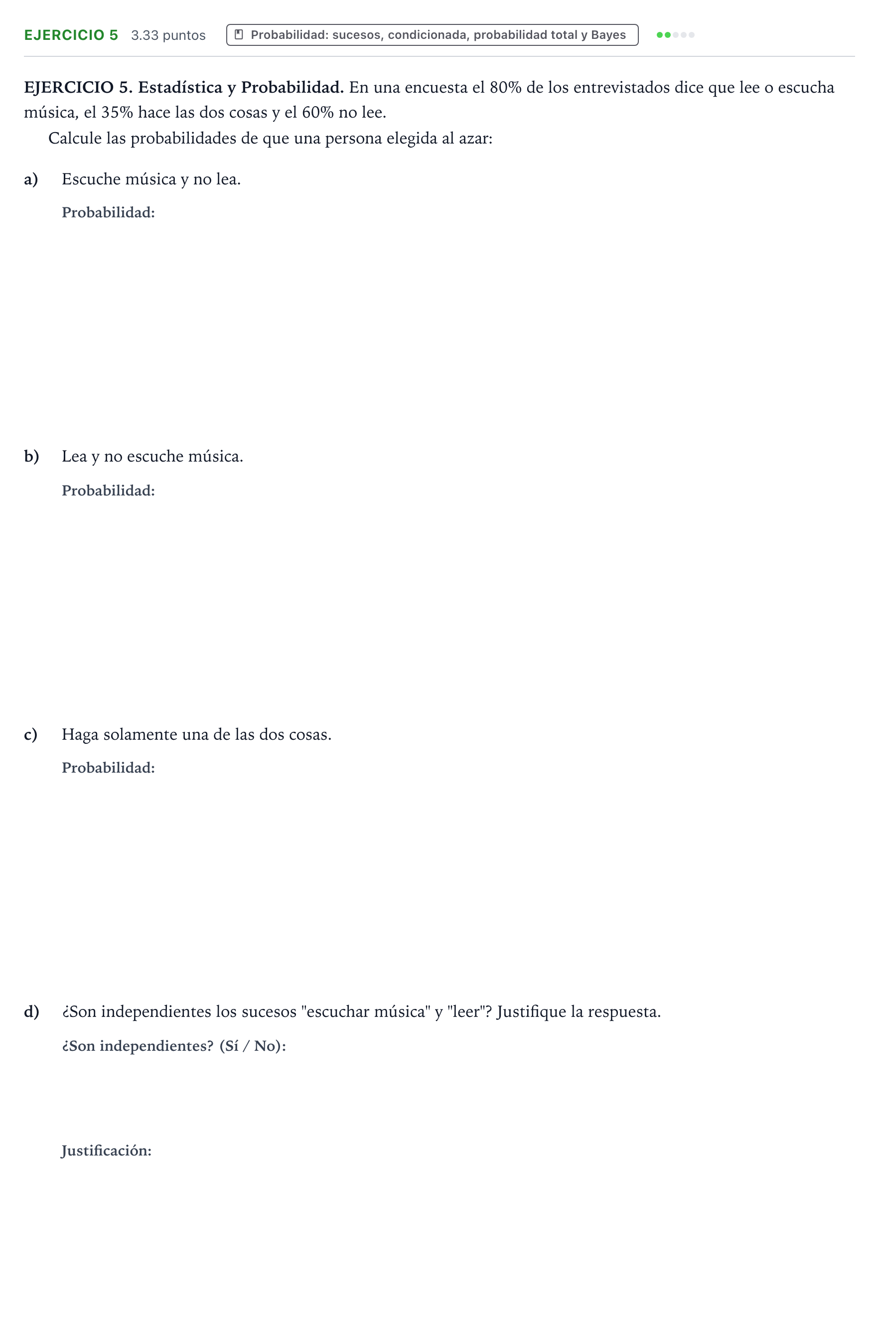 Enunciado: Problema 5 · Matemáticas aplicadas a las Ciencias Sociales II PAU Galicia Extraordinaria 2024