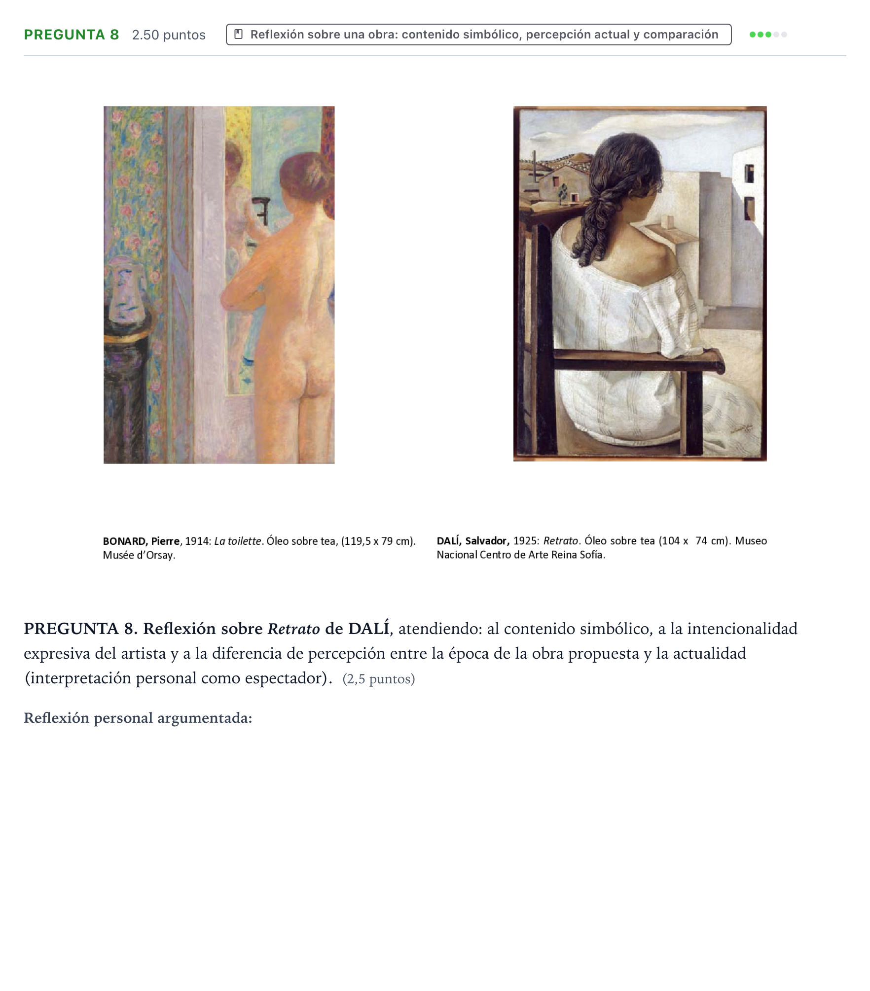 Enunciado: Pregunta 8 · Fundamentos Artísticos PAU Galicia Extraordinaria (Fundamentos del Arte II) 2024