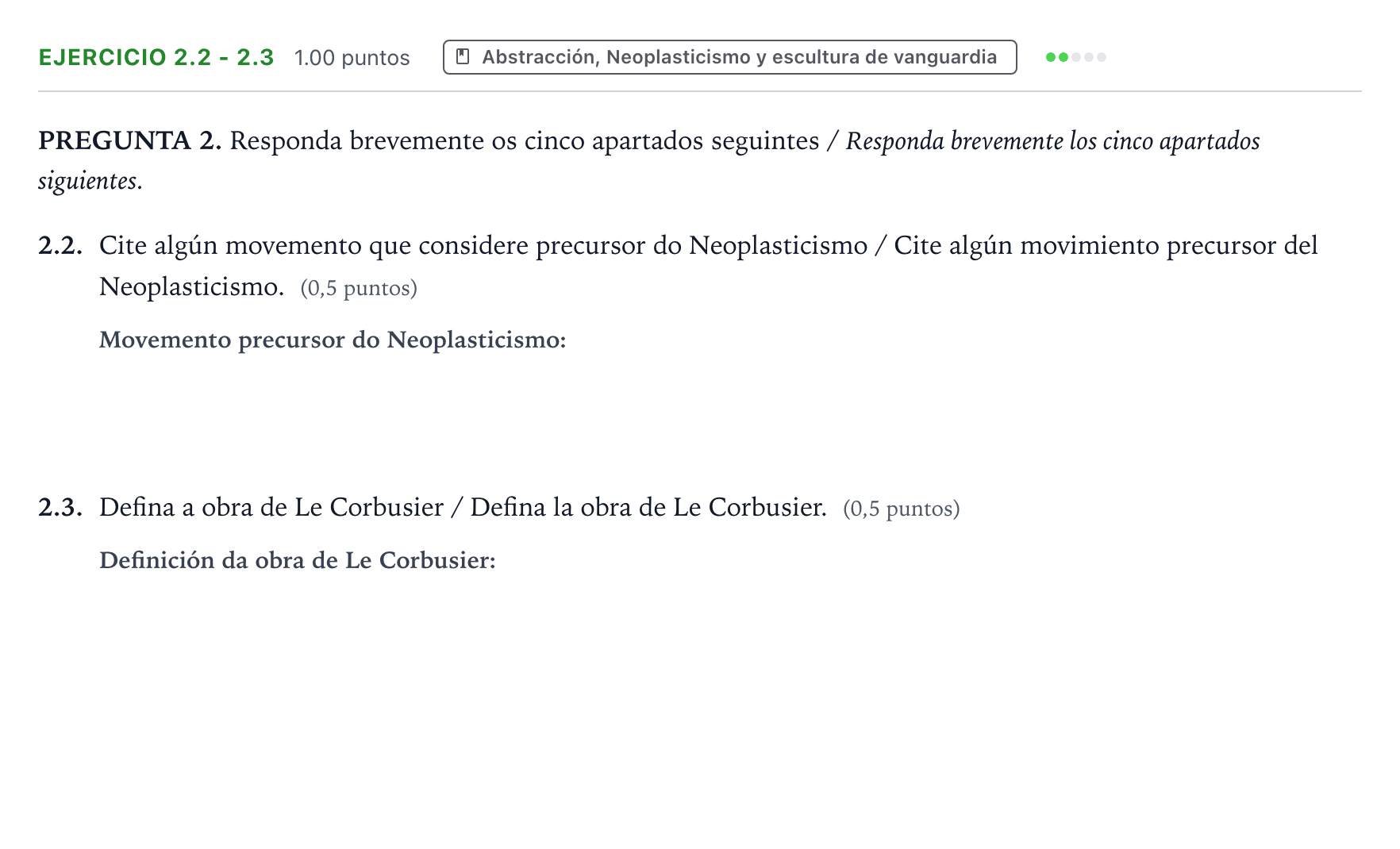 Enunciado: Ejercicio 2.2 - 2.3 · Fundamentos Artísticos PAU Galicia Ordinaria 2024