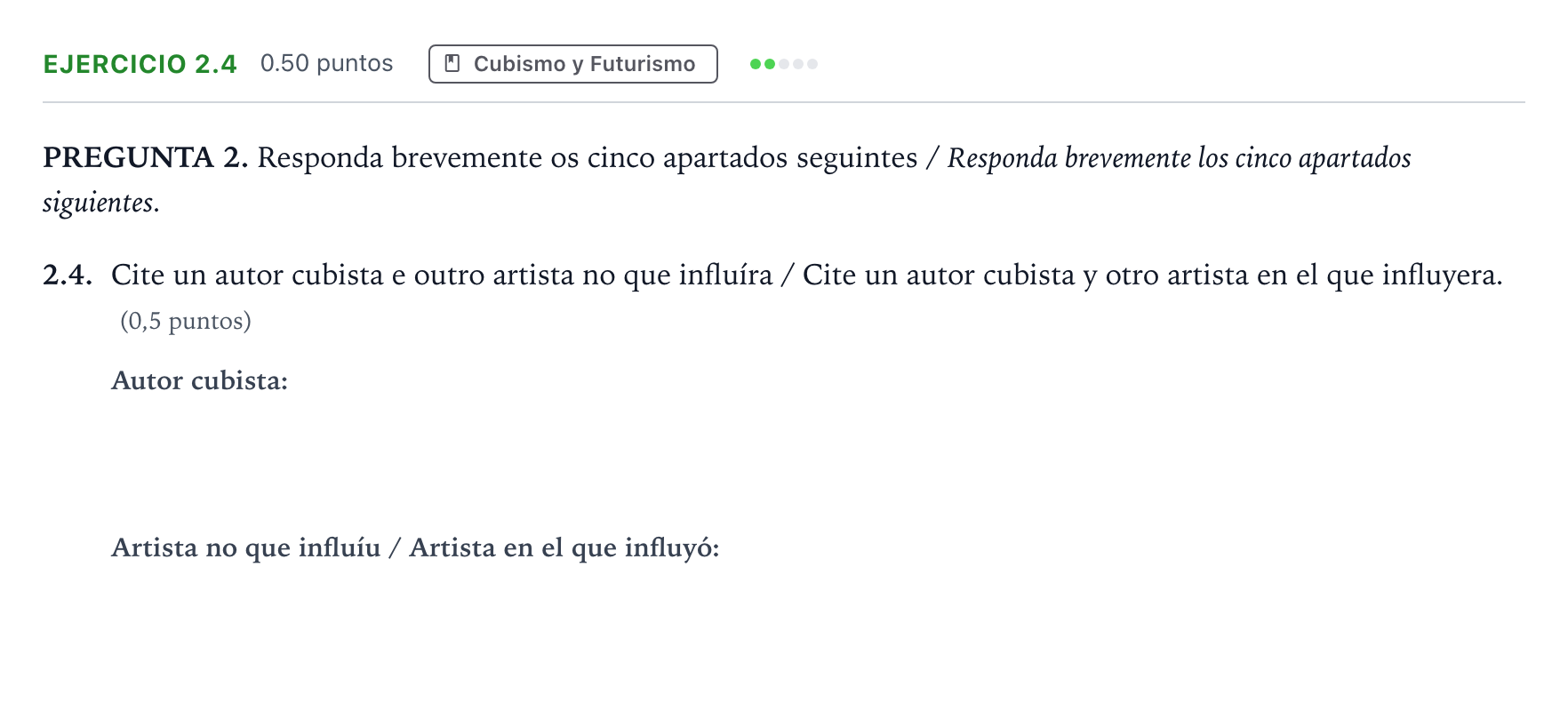 Enunciado: Ejercicio 2.4 · Fundamentos Artísticos PAU Galicia Ordinaria 2024