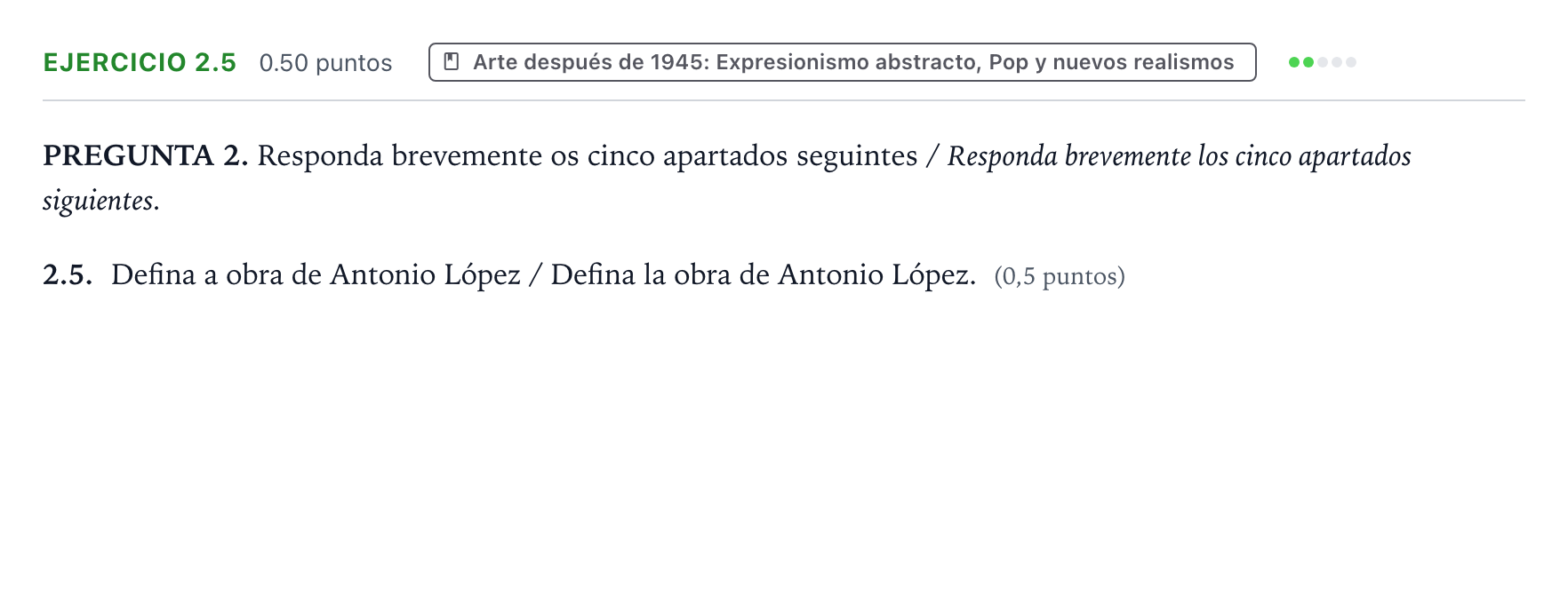 Enunciado: Ejercicio 2.5 · Fundamentos Artísticos PAU Galicia Ordinaria 2024