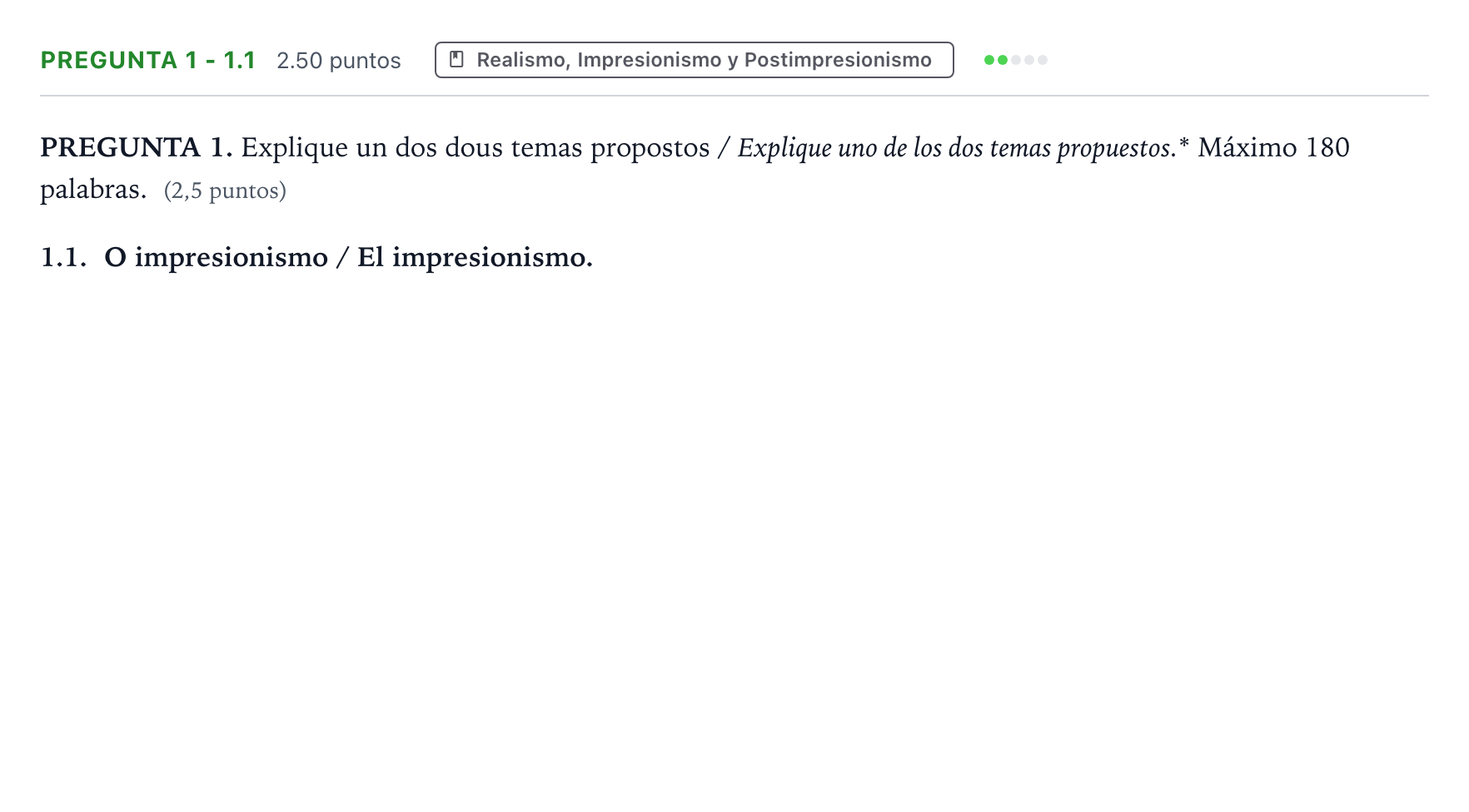 Enunciado: Pregunta 1 - 1.1 · Fundamentos Artísticos PAU Galicia Extraordinaria 2024