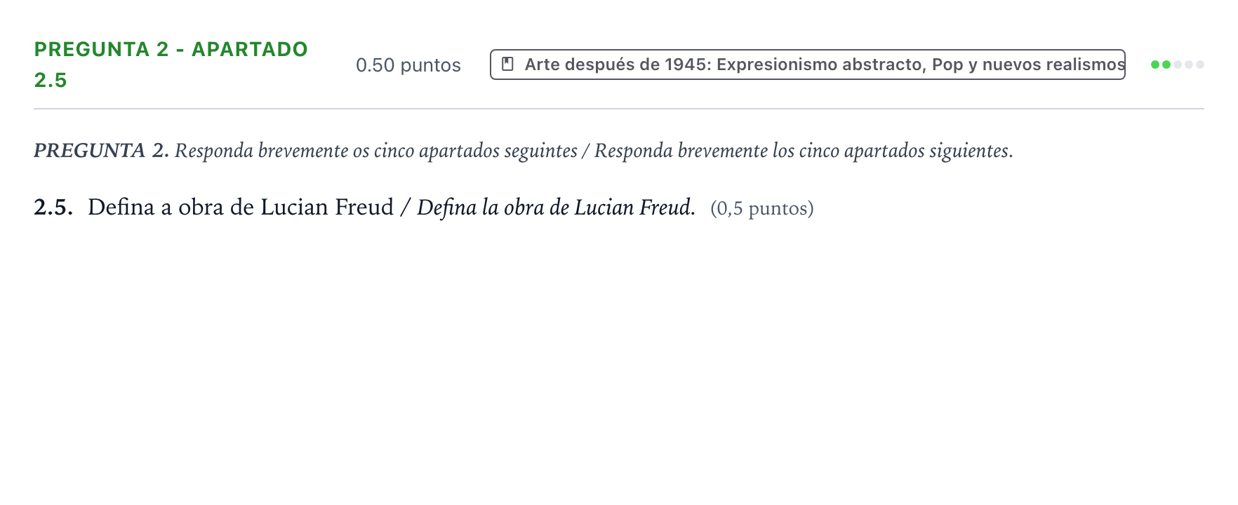 Enunciado: Pregunta 2 - Apartado 2.5 · Fundamentos Artísticos PAU Galicia Extraordinaria 2024