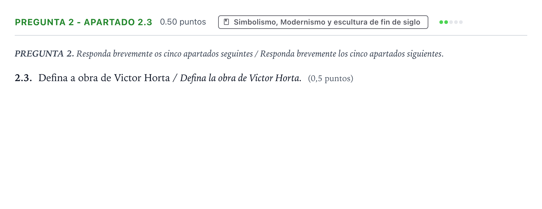 Enunciado: Pregunta 2 - Apartado 2.3 · Fundamentos Artísticos PAU Galicia Extraordinaria 2024