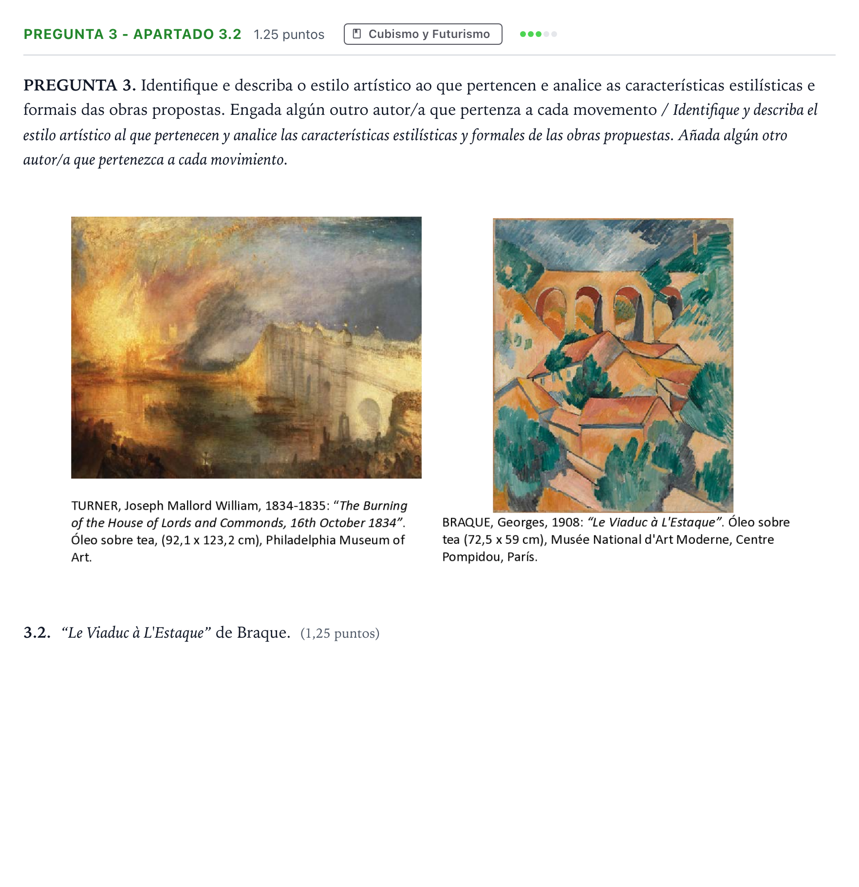 Enunciado: Pregunta 3 - Apartado 3.2 · Fundamentos Artísticos PAU Galicia Extraordinaria 2024