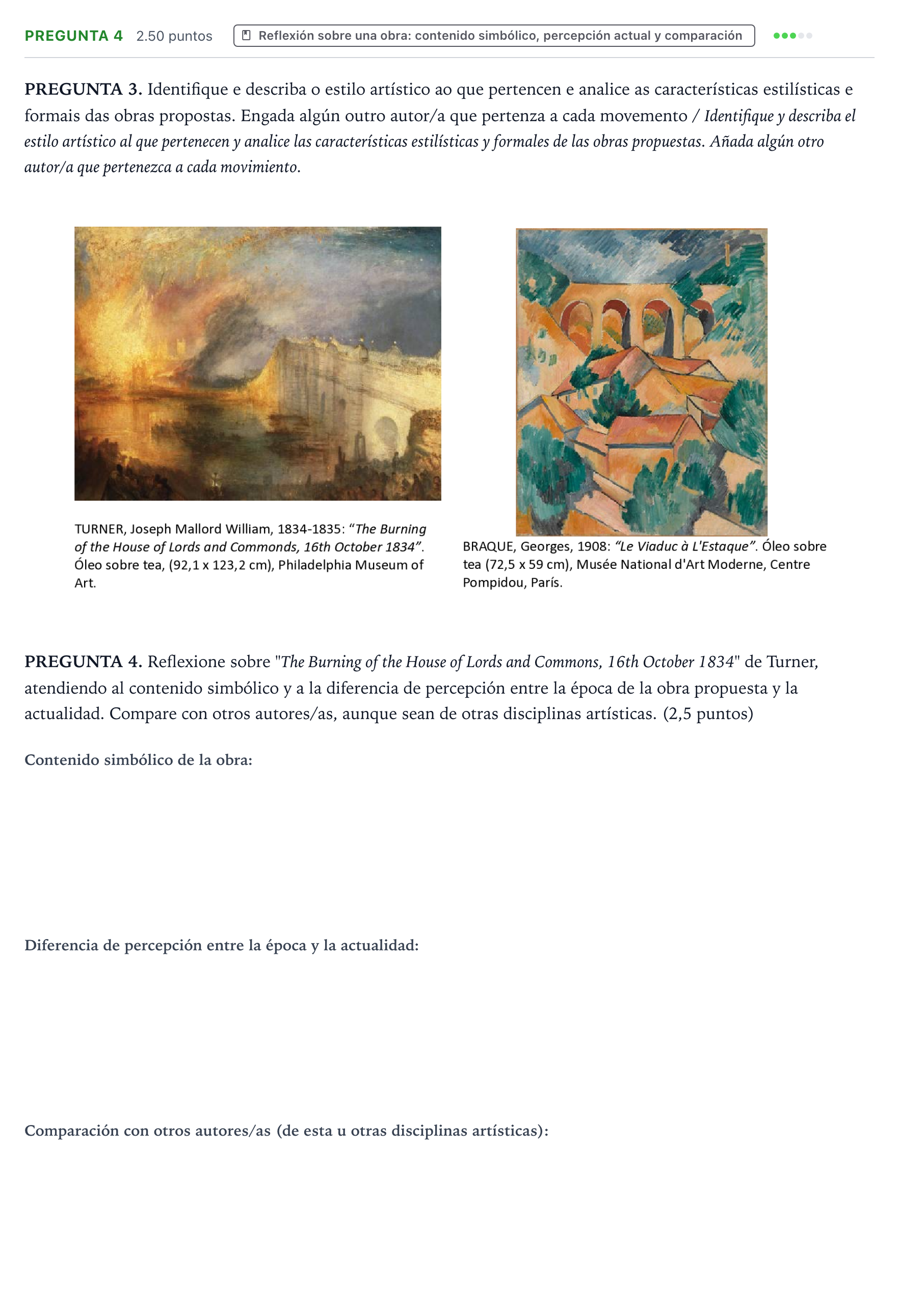 Enunciado: Pregunta 4 · Fundamentos Artísticos PAU Galicia Extraordinaria 2024