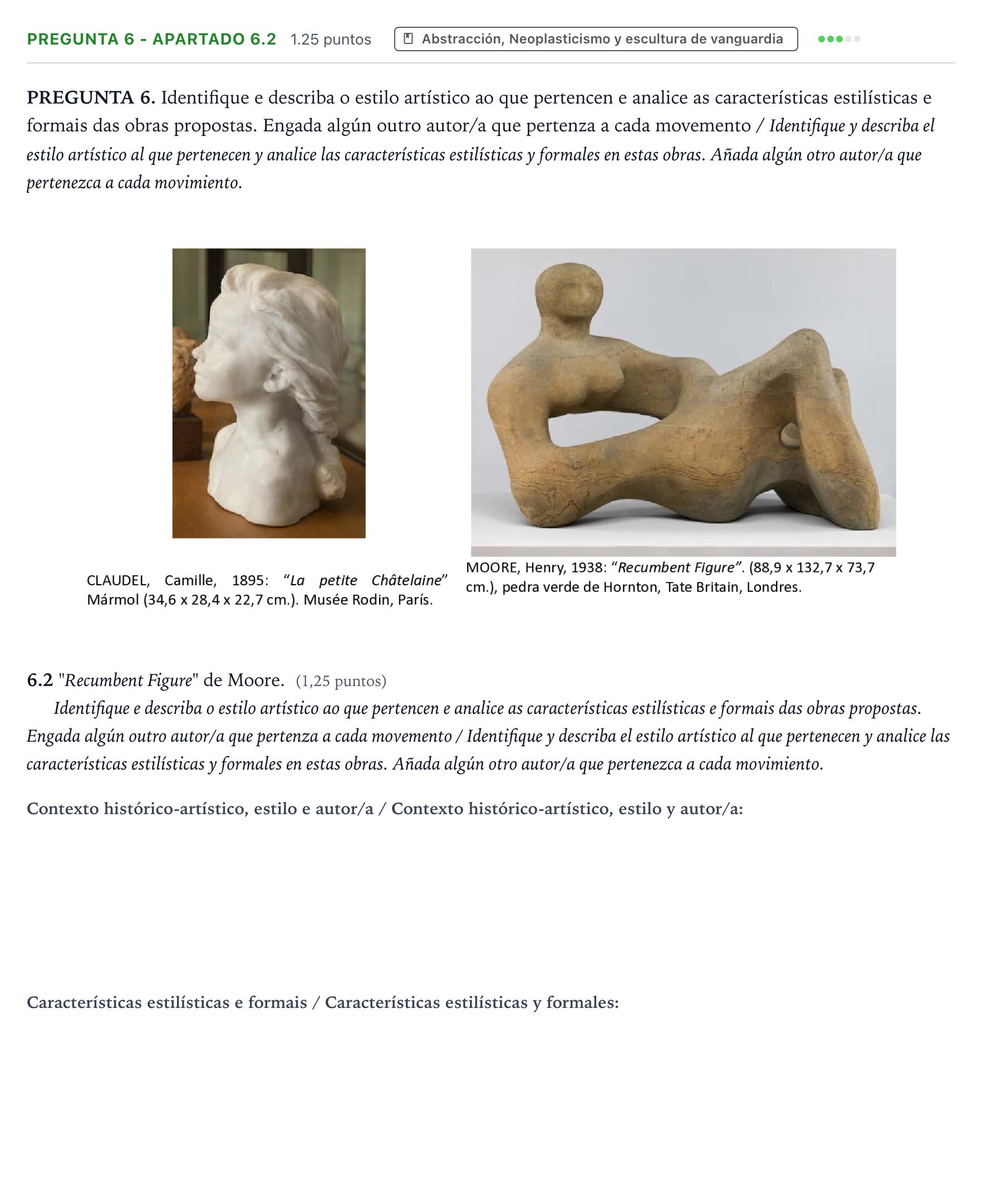 Enunciado: Pregunta 6 - Apartado 6.2 · Fundamentos Artísticos PAU Galicia Extraordinaria 2024