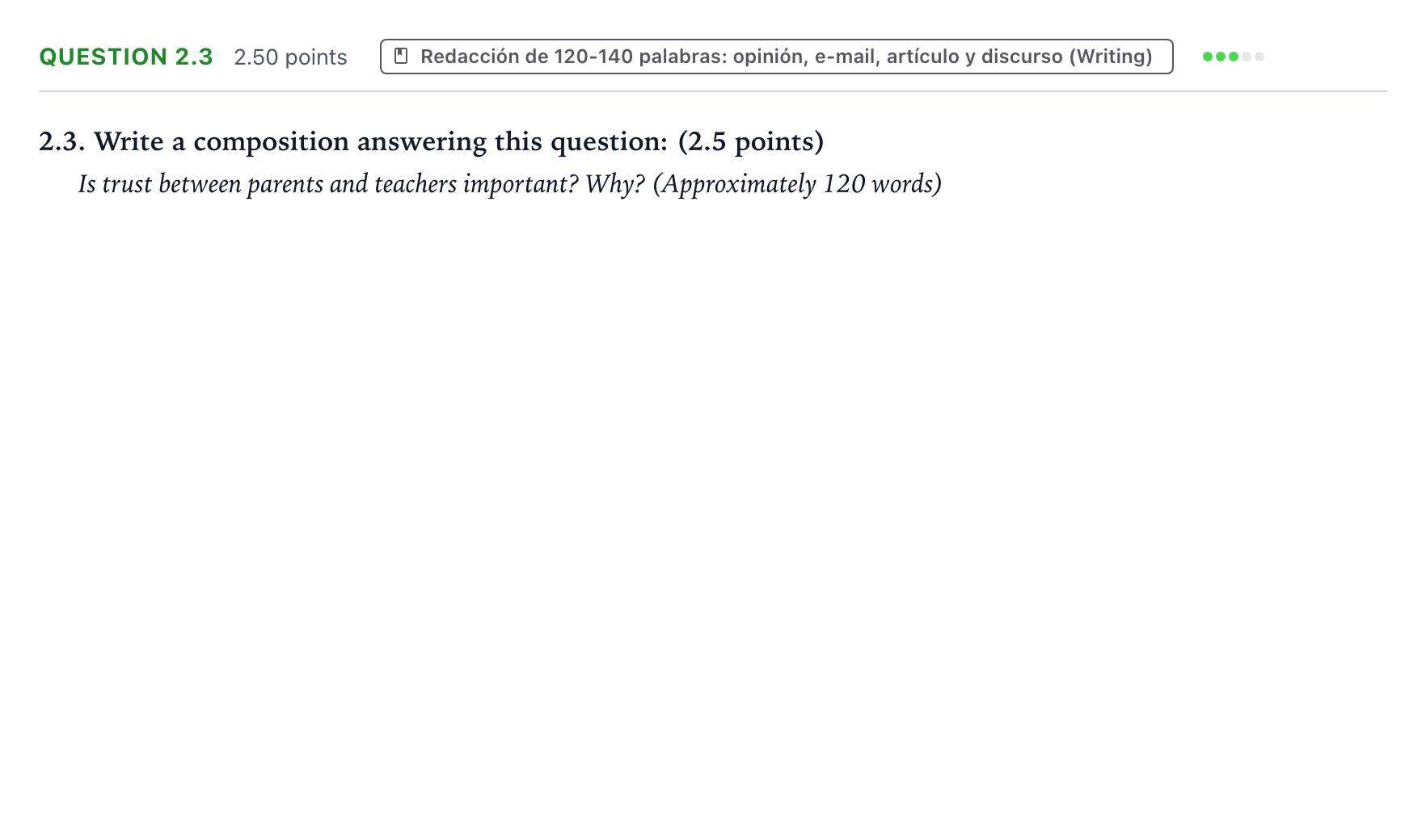 Enunciado: Question 2.3 · Inglés PAU Galicia Ordinaria (2ª lengua extranjera) 2024
