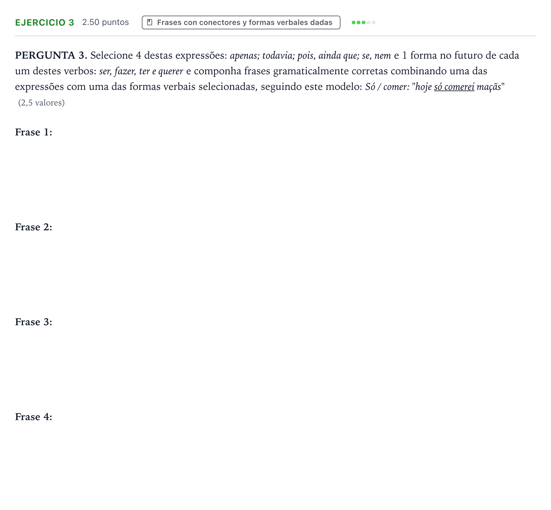 Enunciado: Problema 3 · Portugués PAU Galicia Extraordinaria (2ª lengua extranjera) 2024
