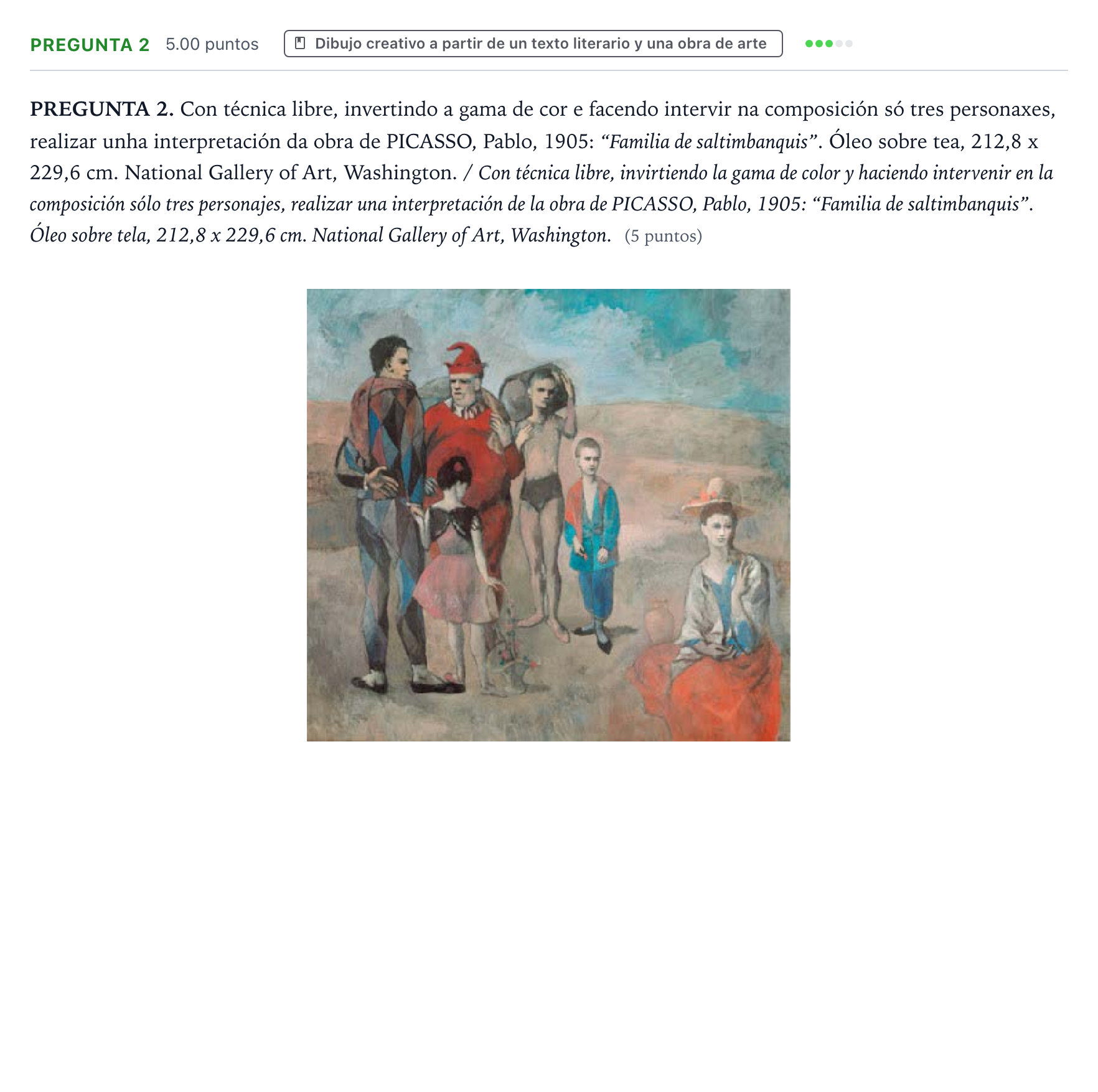 Enunciado: Pregunta 2 · Dibujo Artístico II PAU Galicia Ordinaria 2024